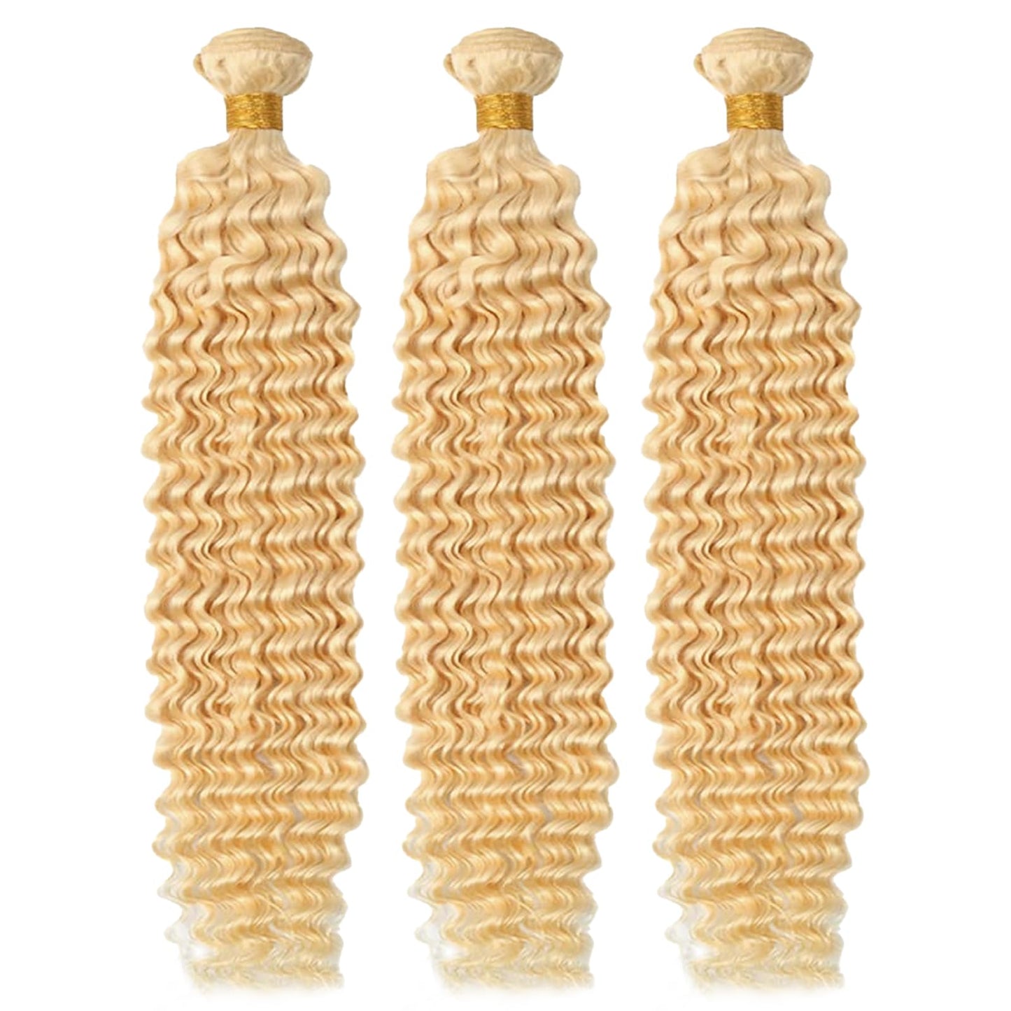 613 Blonde Deep Wave Human Hair 16inch 3 Bundles 613 Blonde Deep Wave Bundles Human Hair Bundlles 613 Bundles Blonde Bundles Brazilian Unprocessed Virgin Hair Wet and Wavy Human Hair Extensio