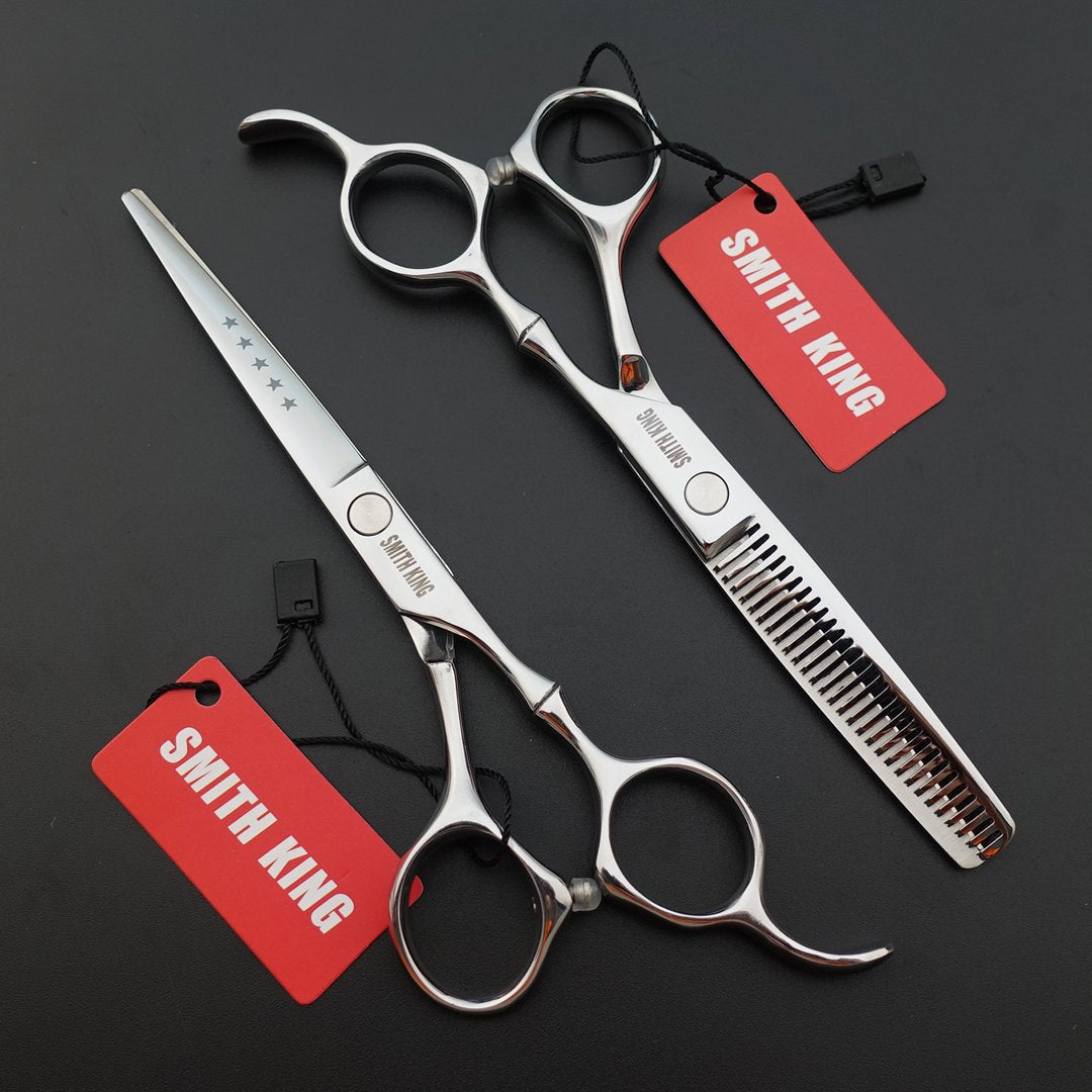 6.0 Inches Professional hair cutting thinning scissors set with razor (Silver)