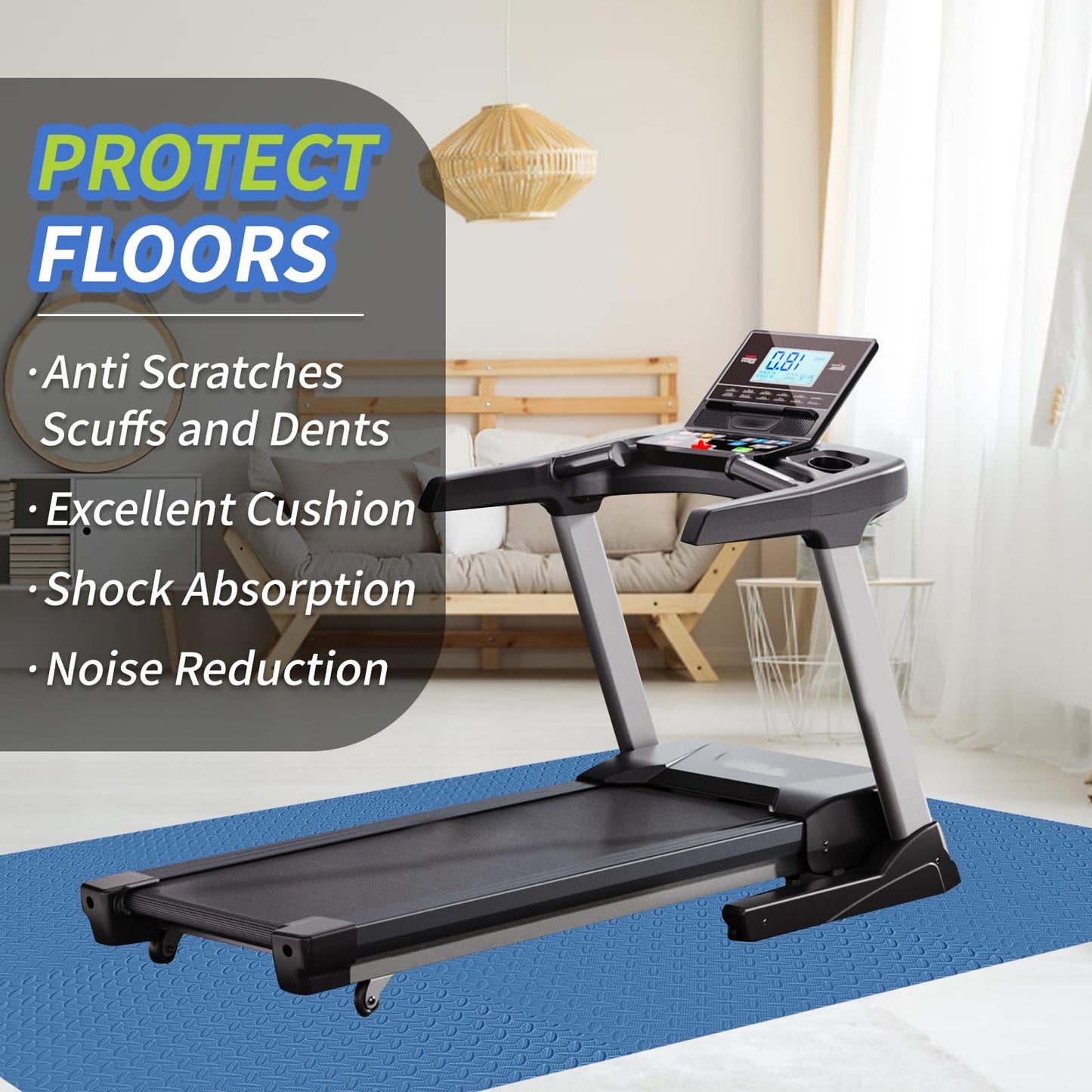 Puzzle Exercise Mat ½ in Thickness, 24'' x 24'' EVA Foam Floor Tiles, 12 Tiles Protective Flooring Mats Floor Interlocking Foam Gym Floor Mats for Home Gym Equipment Covers 48 SQ FT, Blue