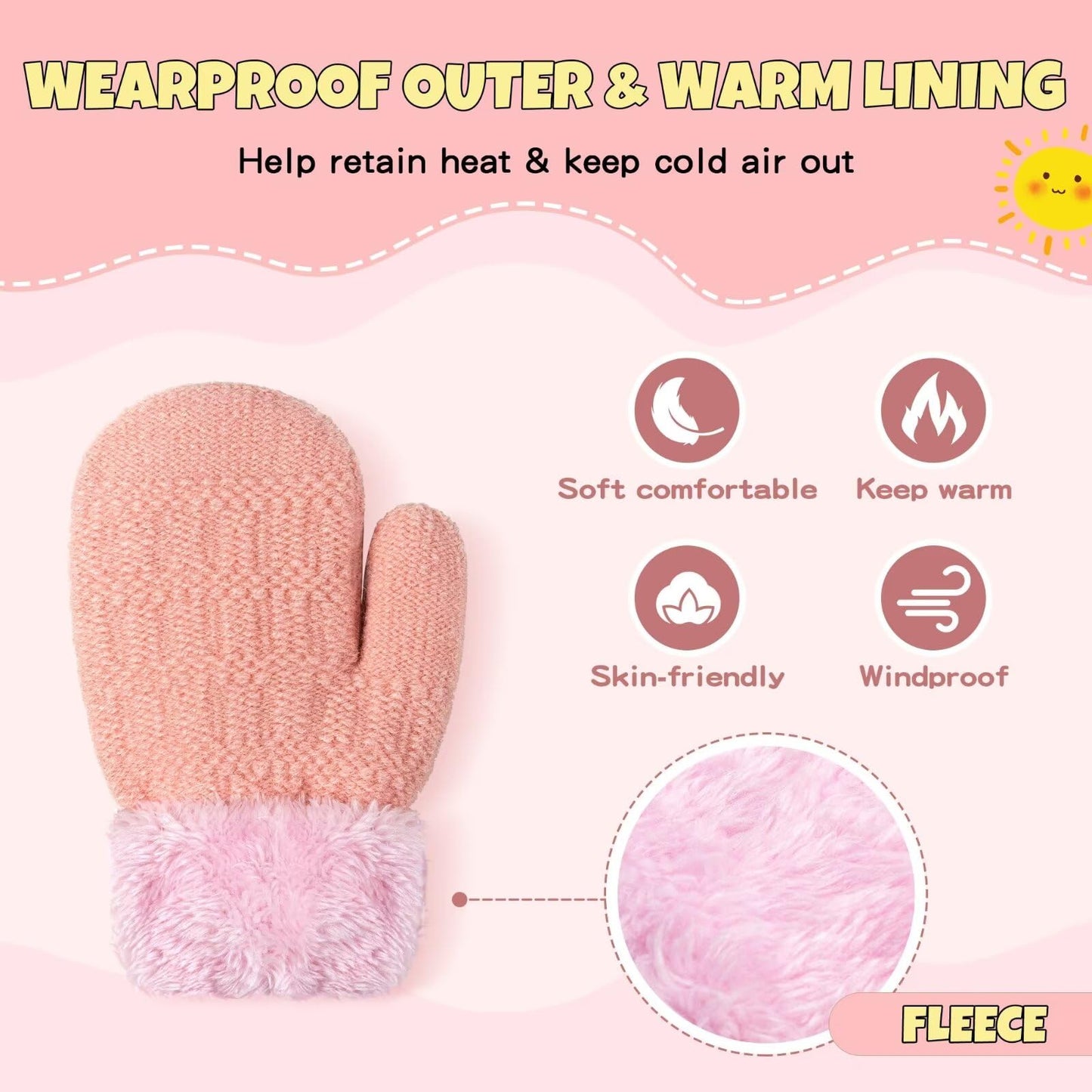 3 Pack Baby Mittens for Toddler Girls Boys, 2 Size Winter Mitten Gloves for Baby Infant Newborn Kids, Unisex Warm Fleece Lined Gloves Hand Mittens for Cold Weather-03
