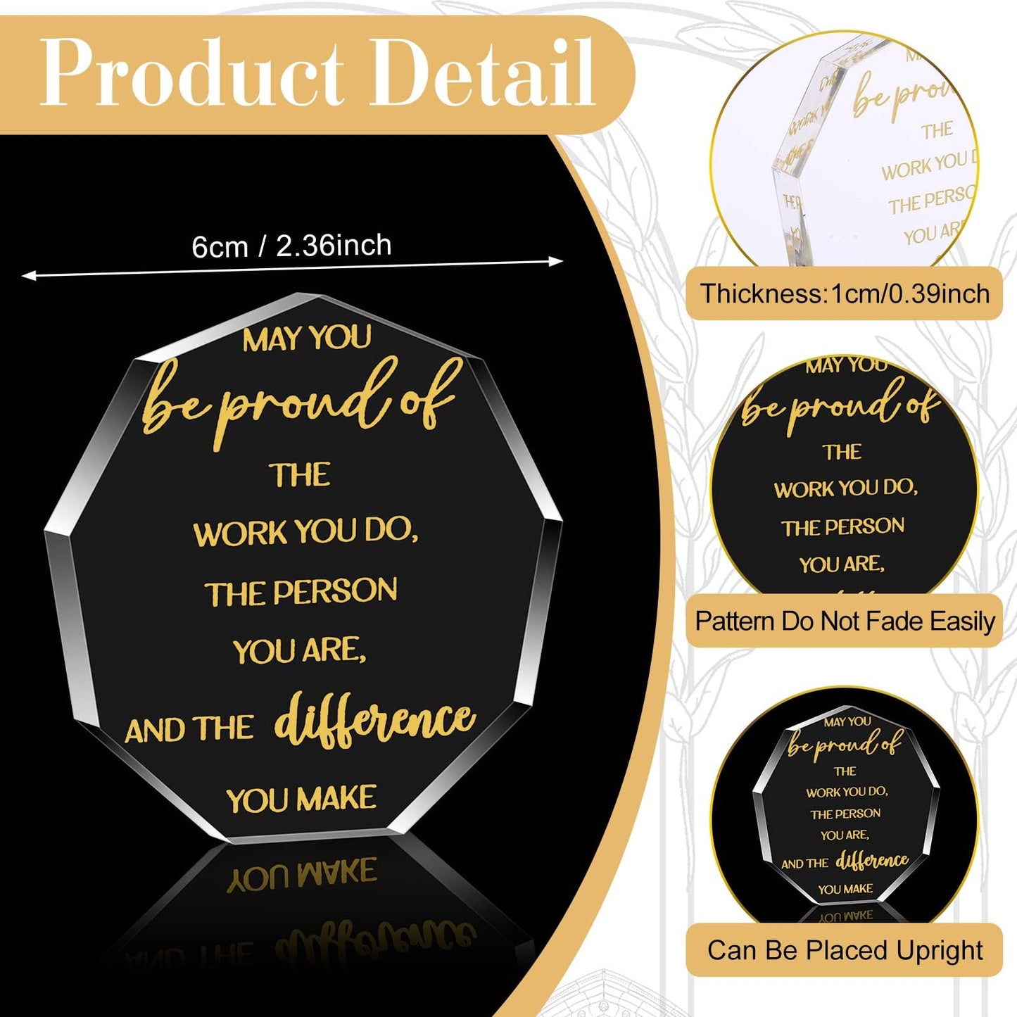Huquary Employee Appreciation Awards for Coworker Acrylic Thank You Gift Employee of The Month May You Be Proud of The Work You Do Keepsake for Retirement Farewell Motivational