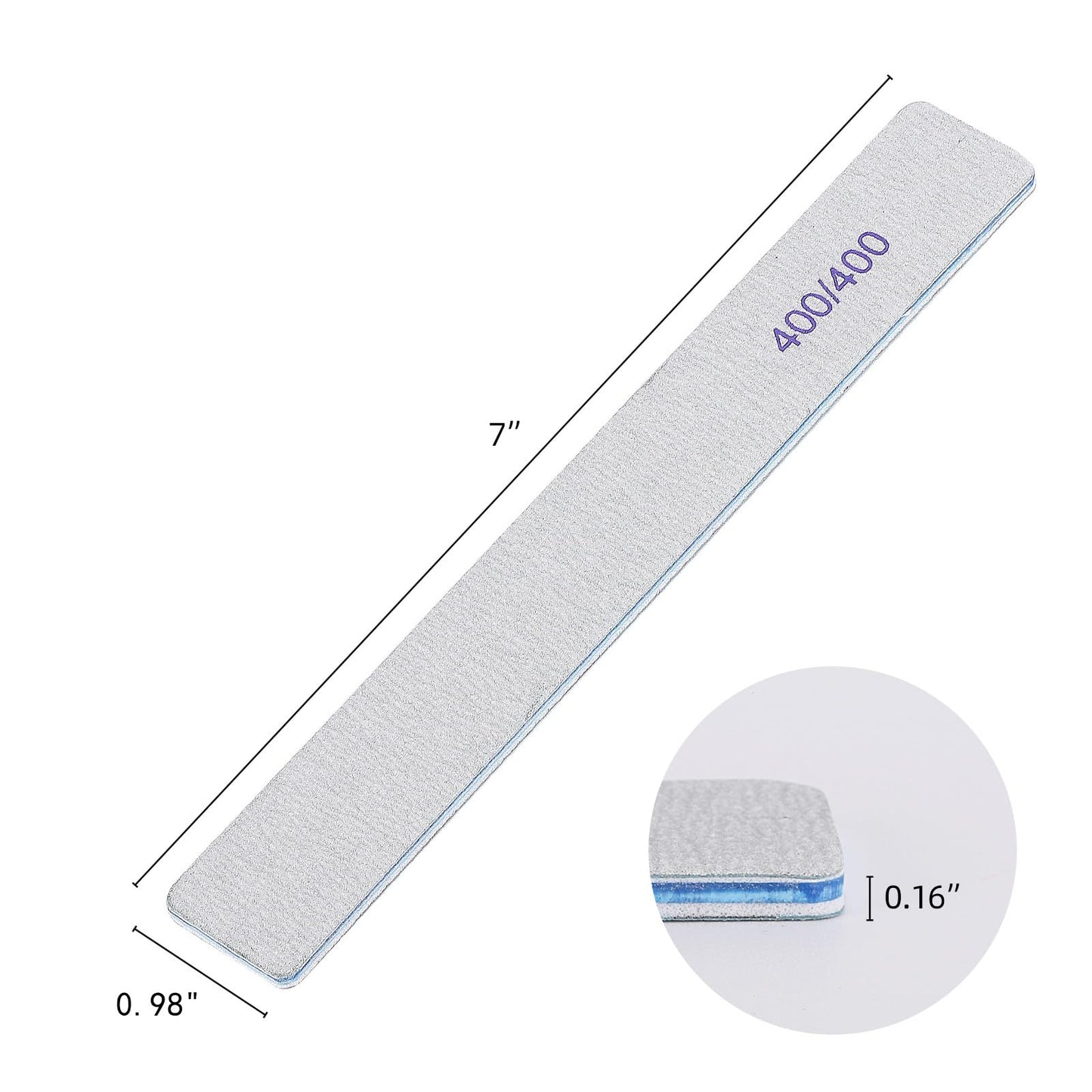25 Count Nail Files 400/400 Grit, Fine Grit Nail Buffers for Buffing and Smoothing Natural Nails