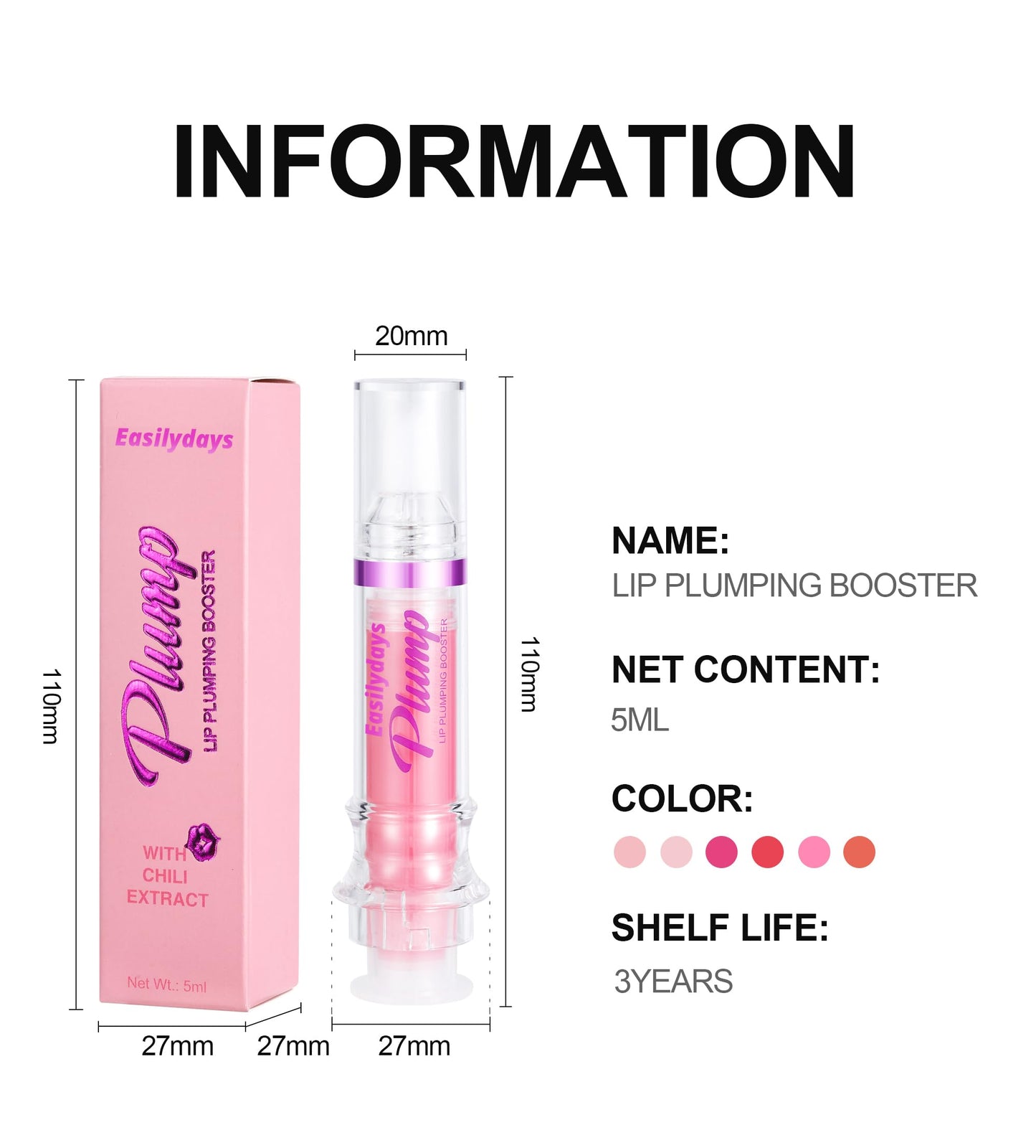 Easilydays Lip Gloss Plumper Glossy Lip Lipstick, Lifter Gloss, Hydrating, Volumizes, High-Shine, Lip Plumping Lip Glass Mirror Lip Glaze Lip Makeup, Plump And Pout Lip Plumper for Women Girls