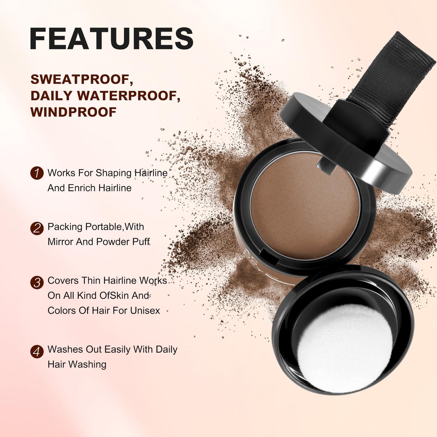 Acosexy Root Touch Up Hairline Powder for Women Eyebrows, Men's Beard Line, and Bald Spots - Instant Brown Cover for Hair Gaps and Shadows