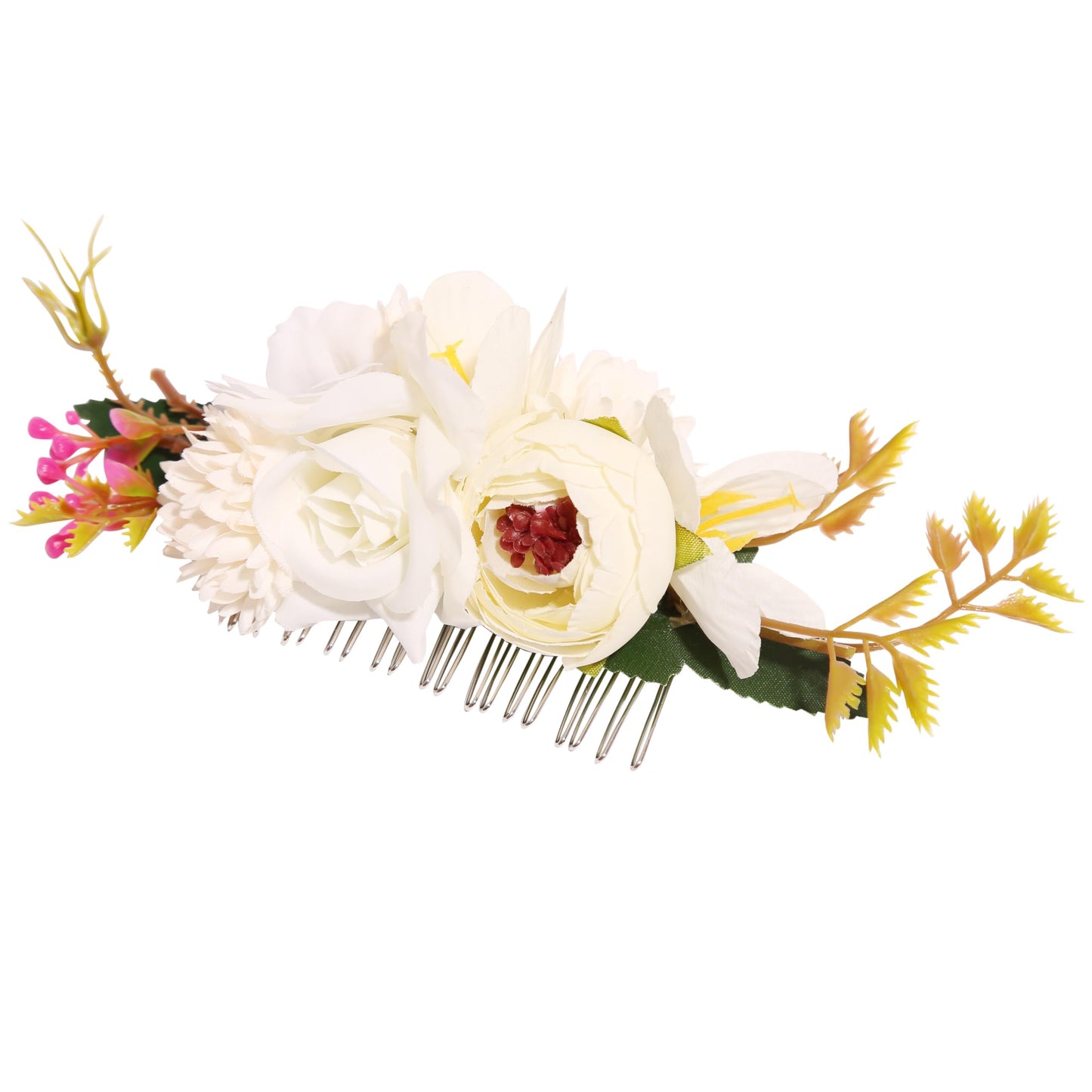 BUNNY LULU Flower Hair Clip for Women - Elegant Hair Accessory for Wedding, Party & Daily Wear (White 1)