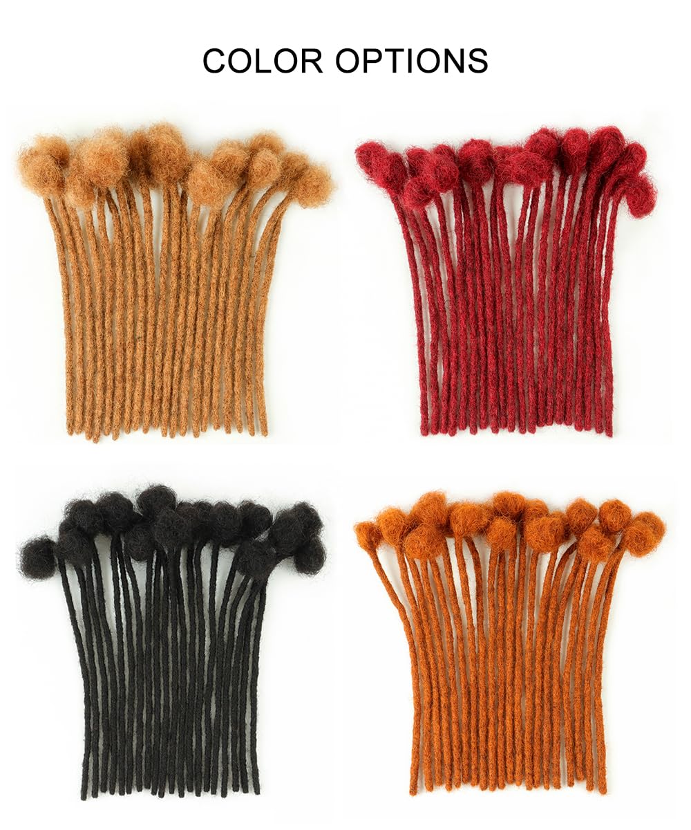 ADIASAI 0.6cm Width 8 Inch 60 Strands 100% Human Hair Loc Extensions, Full Handmade Dreadlock Extensions for Men Women Kids Can Be Dyed and Bleached with Needle and Comb 100% Unprocessed Natural Black