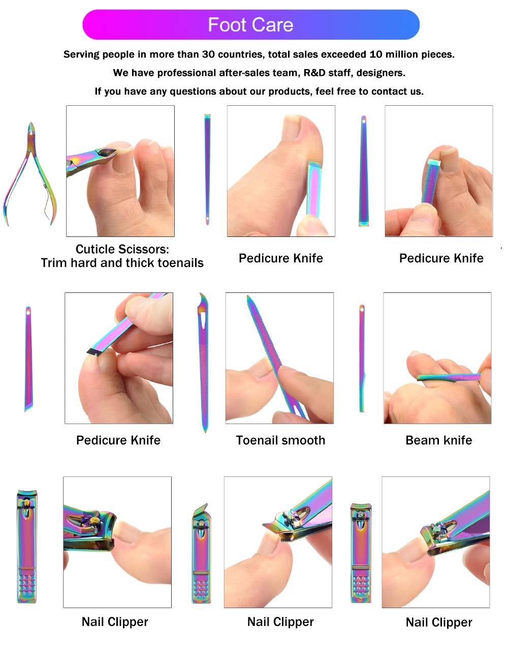 2024 Rainbow Manicure Kits 18 Pcs Nail Clippers for Women Gift SFYDOM Women's Rainbow Leather Manicure Set (18-RainbowManicure Kits)