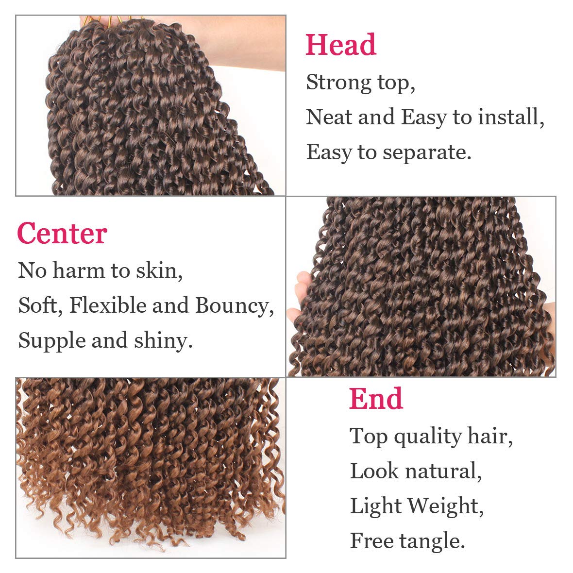 Leeven 18 Inch Ombre Color Water Wave Crochet Twist Hair for Butterfly Locs 2Pcs Curly Passion Twist Crochet Hair For Women Synthetic Bohemian Braiding Hair Extension T30#