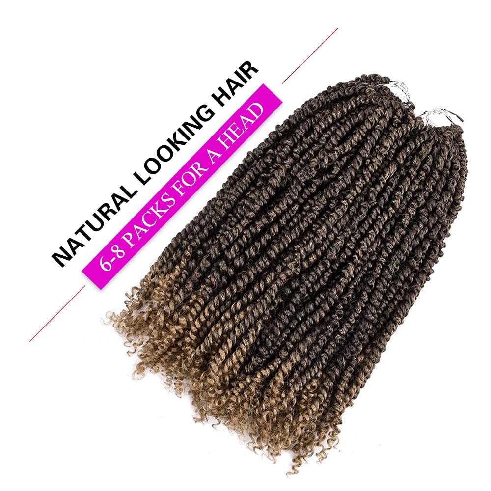 Silike Passion Twist Crochet Hair 18inch 6packs Pre-Twisted Synthetic Long Curls 12 Roots Braiding Hair Extensions For Women (18 inch, T27)