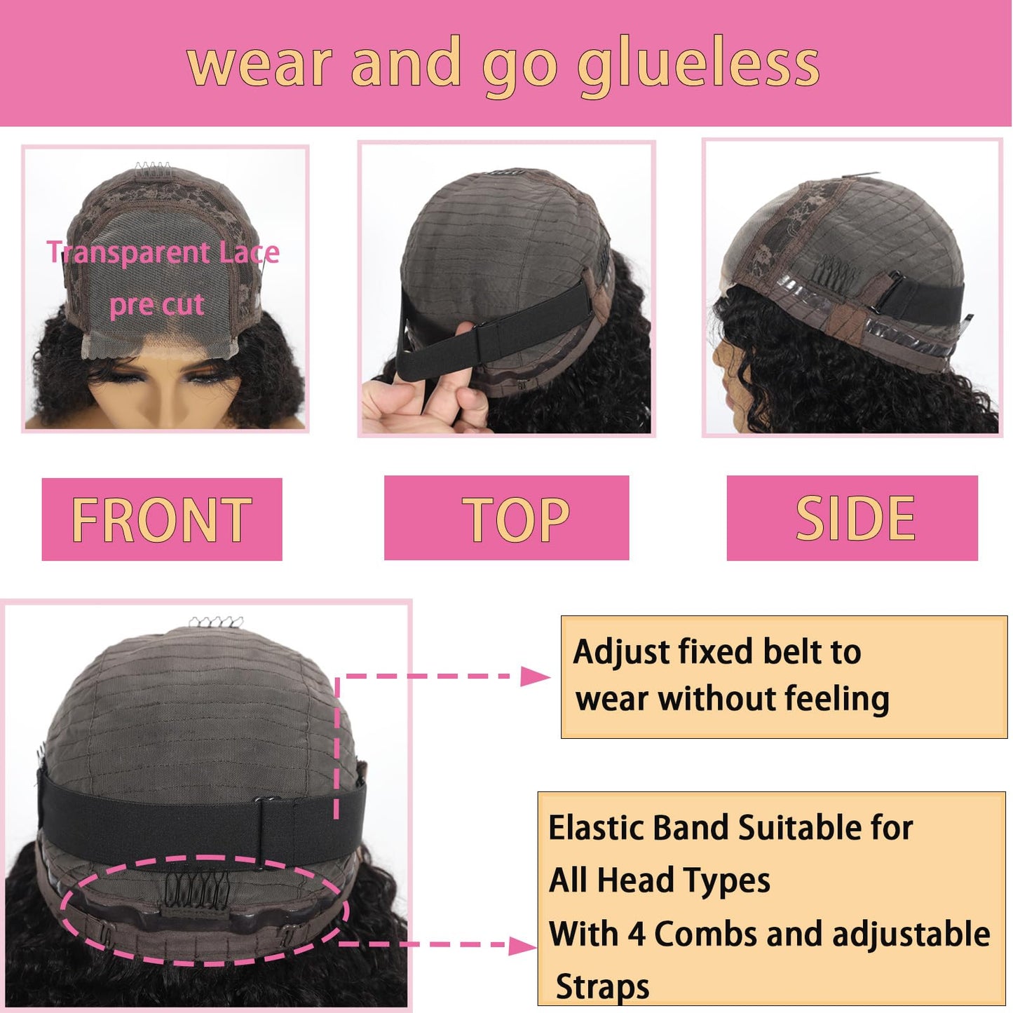 4x4 Kinky Curly Lace Closure Wigs Human Hair Wigs for Black Women HD Human Hair Lace Closure Wigs Pre Plucked with Baby Hair Wet and Wavy Brazilian Virgin Curly Lace Wigs 180% Density (26 Inch)