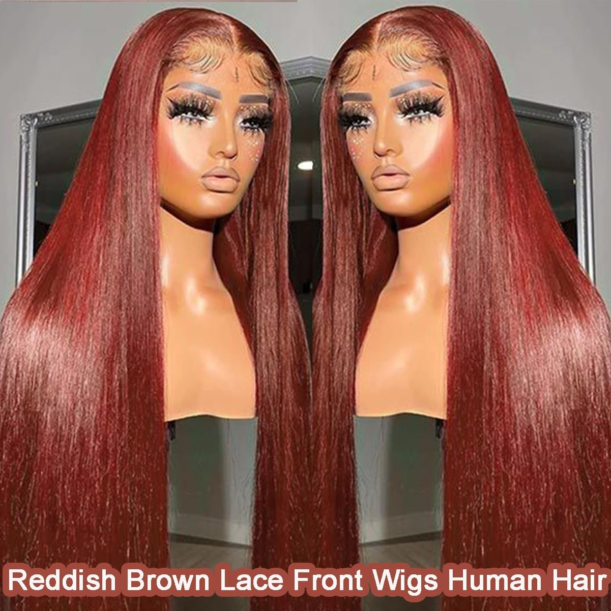 250 Density Straight Lace Front Wigs Human Hair Pre Plucked 13x4 HD Transparent Lace Front Wigs Human Hair for Women Reddish Brown Lace Front Wigs HumanHair 33# Colored Brazilian Human Hair Wig 30Inch