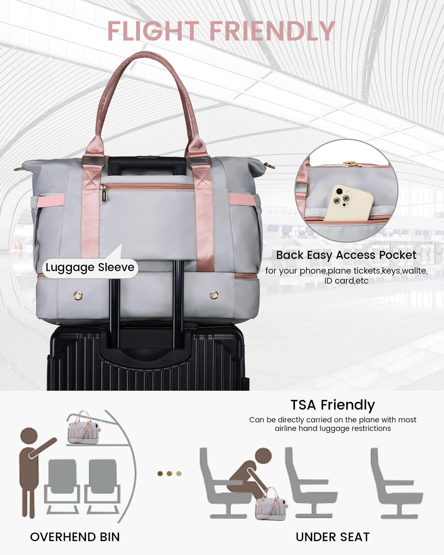 Gym Bag for Women LOVEVOOK Travel Duffel Bag with USB Charging Port,Weekender Bags for Women with Shoe Compartment,Carry on Overnight Bag with Toiletry Bag,Hospital Bags for Labor and Deliver