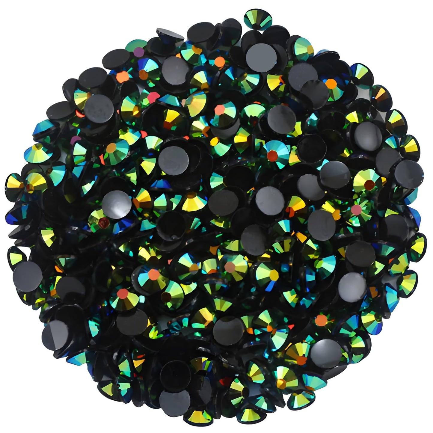 4500 Pcs SS12 3mm AB Flatback Rhinestones for Nails Art Crafts Glitter Round Shine Gems Crystals DIY Clothes Shoes (Black-Bottom Dark Green AB)
