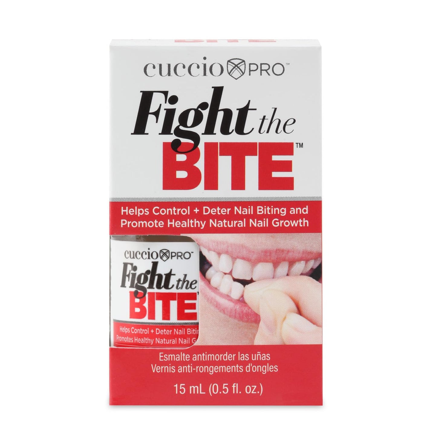 Cuccio Fight The Bite - Clear No Bite Nail Polish for Women & Men - Bitter Nail Polish to Deter Nail Biting - Promote Healthy Nail Growth - 0.50 Fl. Oz.