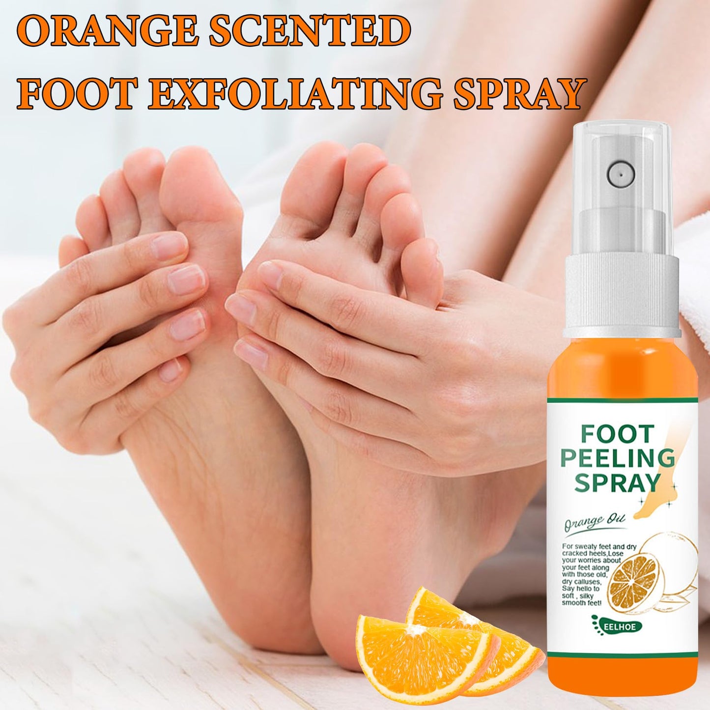 2PCS Foot Peeling Spray Orange Oil,Exfoliating Foot Spray for Remove Dead Skin,Hydrating Foot Care Spray,Peel Off Spray for Calluses & Dry Toe Cracked Rough,Quickly Moisturizing & Nourishing Feet