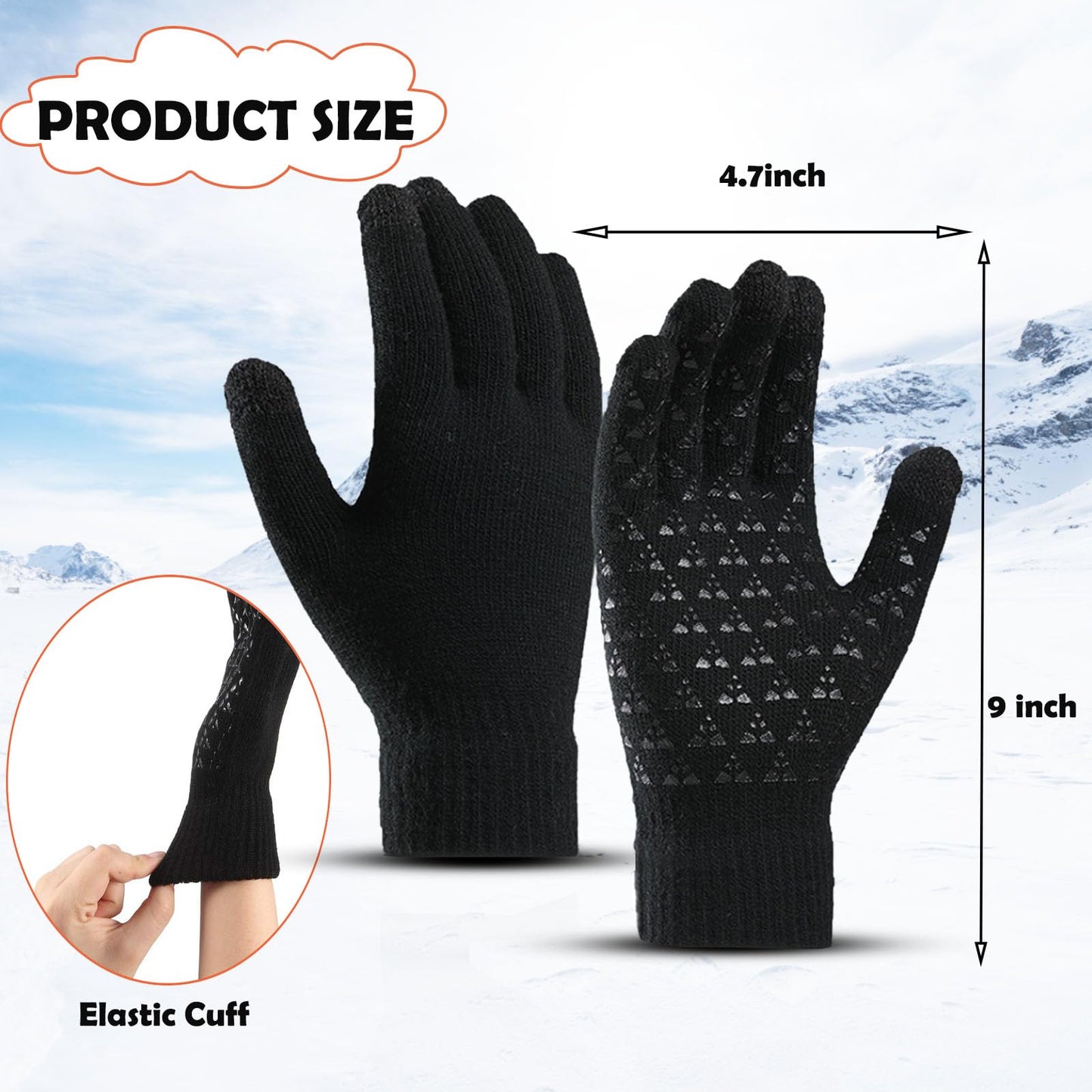 6 Pieces Winter Beanie Hat Scarf Gloves Set for Men and Women,Knitted Skull Cap Winter Hat Touchscreen Gloves Neck Warmer