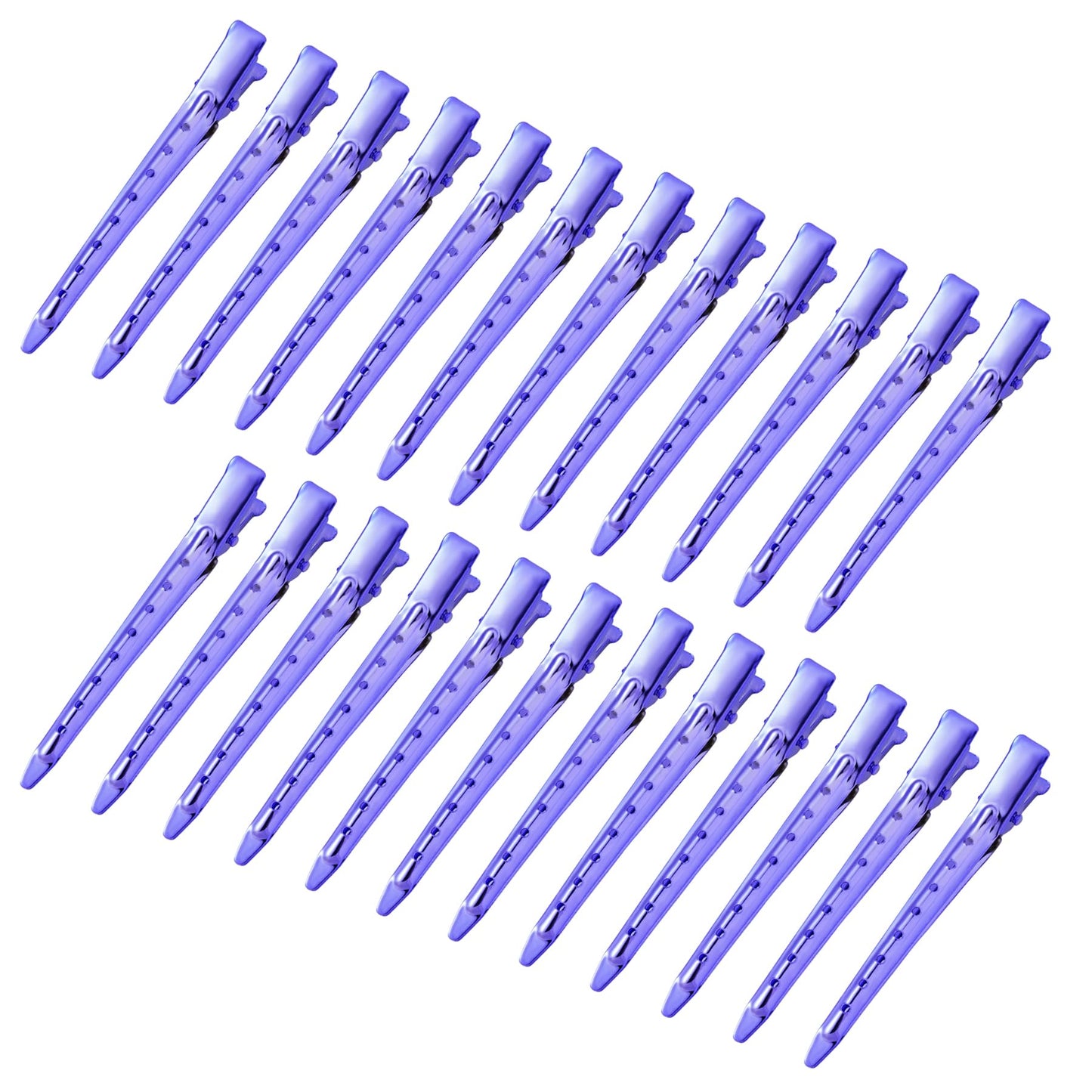 24 Packs Duck Bill Clips, Bantoye 3.35 Inches Rustproof Metal Alligator Curl Clips with Holes for Hair Styling, Hair Coloring, Bright Purple