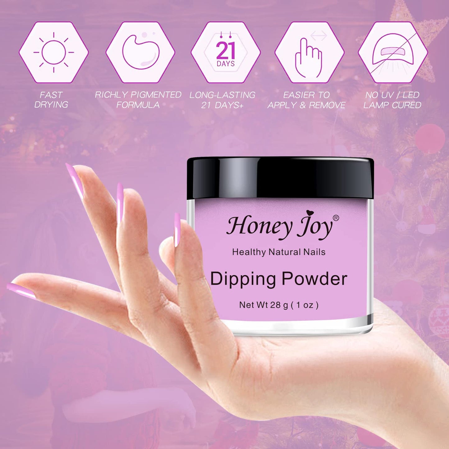 28g/Box Pink Dipping Powder Without Lamp Cure Nails Dip Powder Gel Nail Color Powder Natural Dry (no.21)