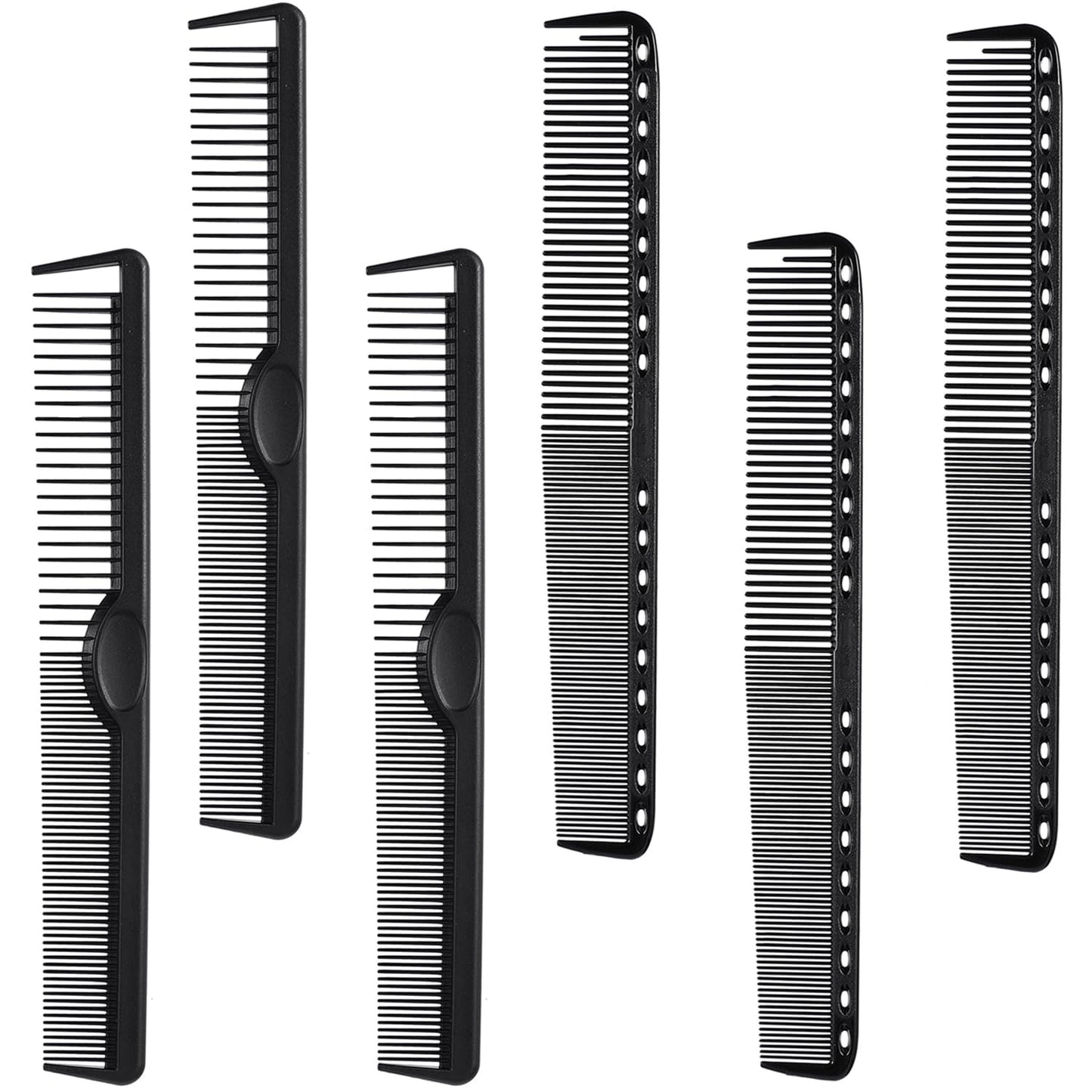 6 Pieces Carbon Fiber Hair Combs Set, General Styling Grooming Comb, Anti Static Heat Resistant Hairdressing Comb, Fine and Wide Tooth Hair Barber Comb