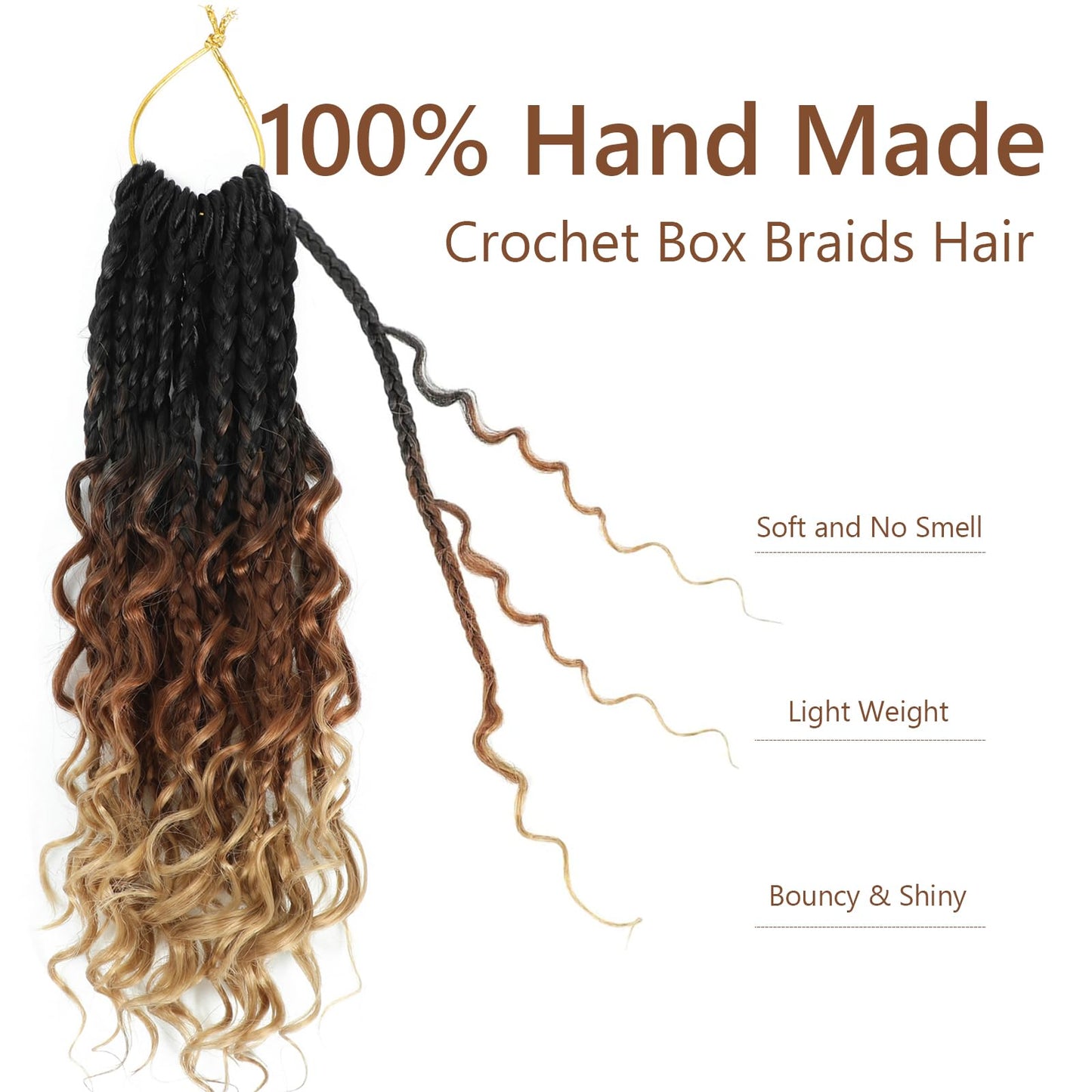 8 Packs Crochet Box Braids-10 Inch Boho Box Braids Crochet Braids Hair Bohomian Box Braid Crochet Hair Synthetic Braiding Hair Goddess Box Braids Crochet Hair for Black Women (1B/30/27)