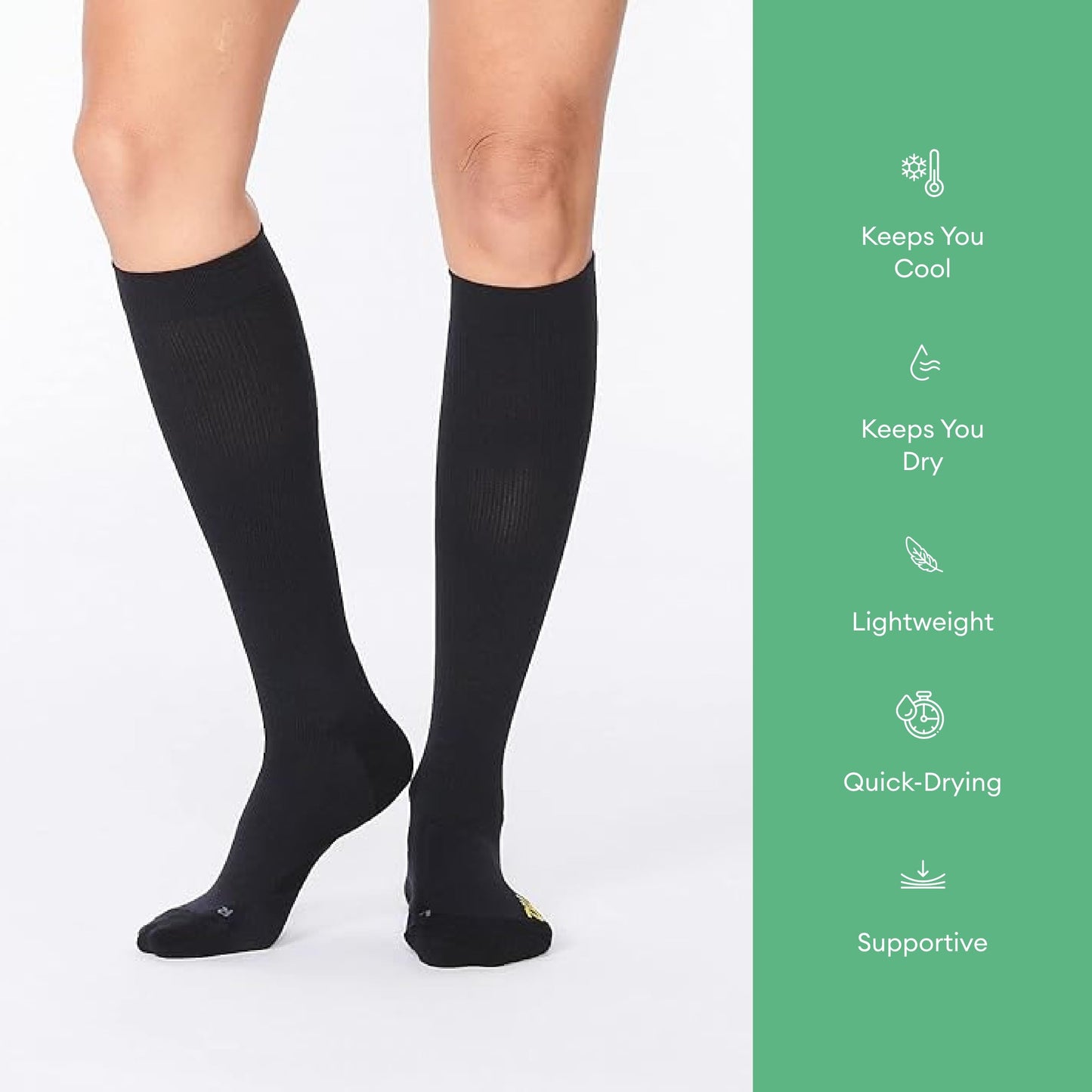 2XU Flight Compression Socks, Black/Black, Medium 1