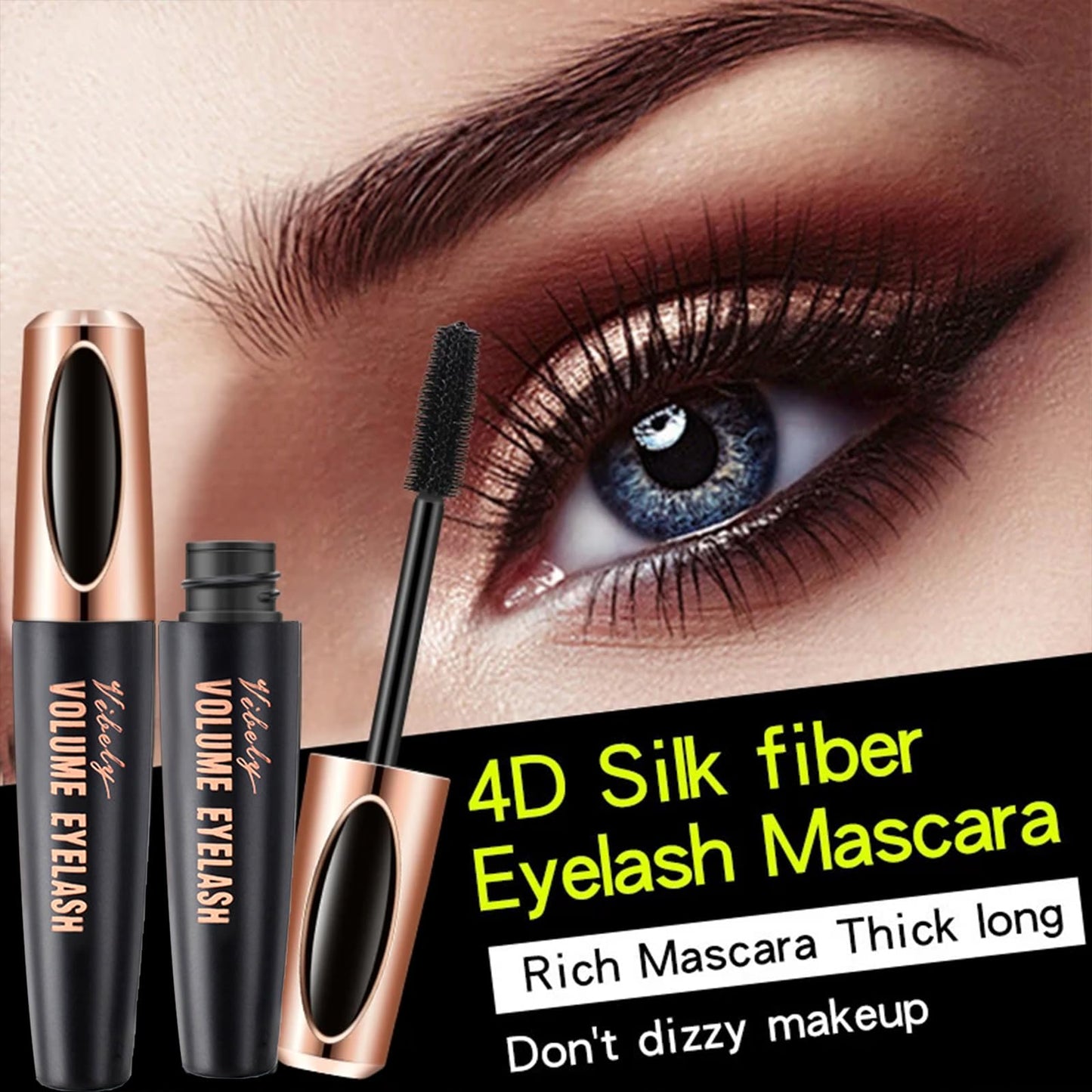 4D Silk Fibers Lashes Mascara,Exquisitely Full,Thickening Softer Fuller Lashes,Long-Lasting No Flaking Natural No Clumping,Waterproof Smudge-proof Thickening Mascara,All Day Exquisitely Full(3 PCS)