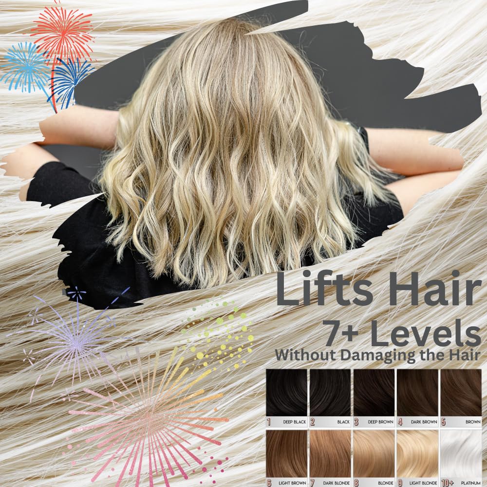1.1 Pound Tub Premium White Toner Dye Hair Bleach Powder Lightener + 13.5 OZ 9% 40 Vol Developer +More (Blue Lightening Powder)