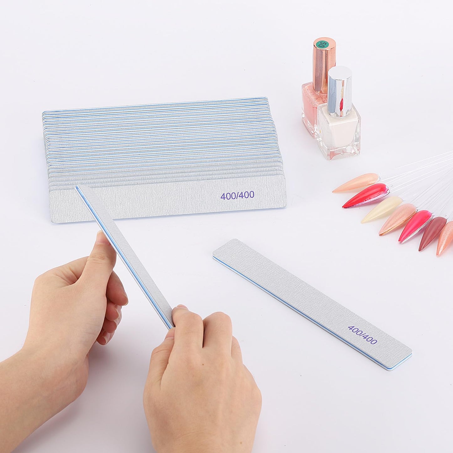 25 Count Nail Files 400/400 Grit, Fine Grit Nail Buffers for Buffing and Smoothing Natural Nails