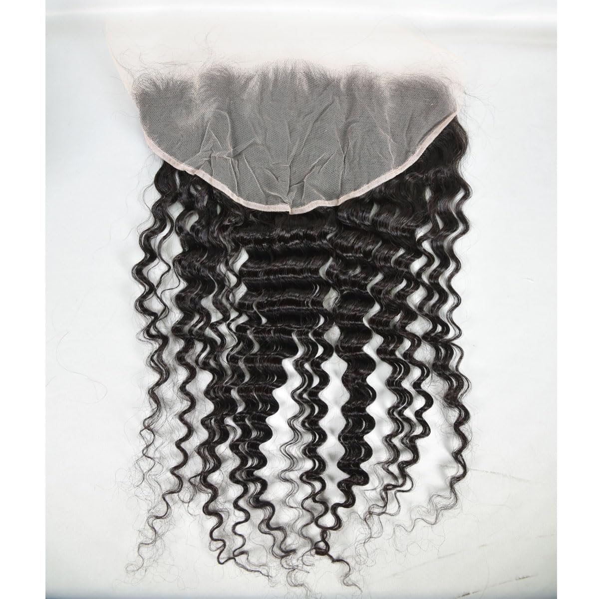 13x6 Lace Frontal Transparent Lace 100% Unprocessed Brazilian Virgin Human Hair Lace Closure Pre Plucked with Baby Hair Natural Black Color (13x6,Deep Wave, 20 Inch)