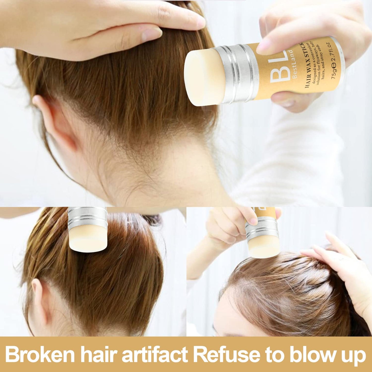 BestLand Hair Wax Stick – Non-Greasy, No-Residue Tamer for Flyaways, Frizz & Baby Hair, Styling Stick for Edges & Slick Back Looks, for Women, Men & Kids