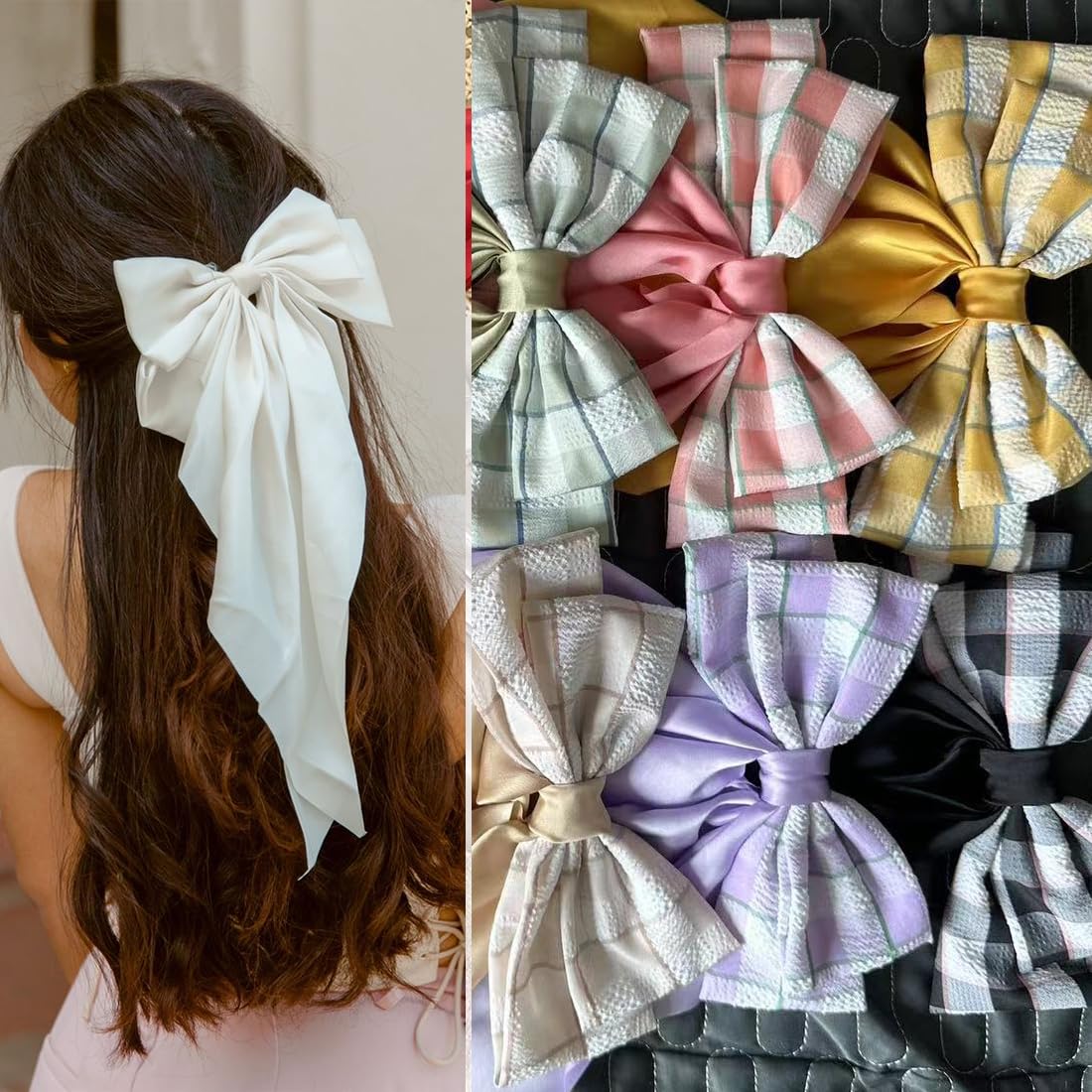 Hair Bows for Women & Girls - Nonslip Bow-knot Claw Clips for Thick & Thin Hair, Big Hair Bows (6 PCS)
