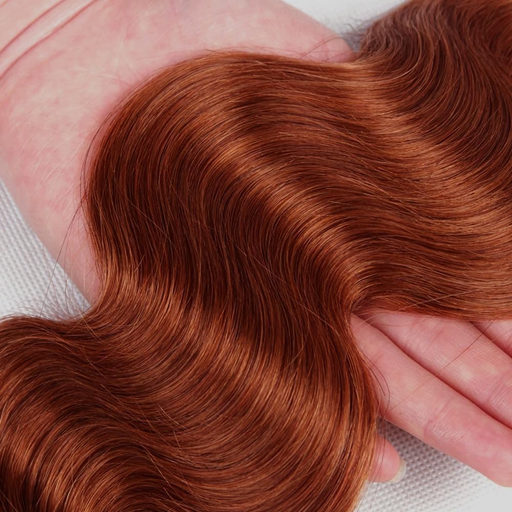 32 32 32 Inch AuokMar Hair Brown Body Wave Bundles Human Hair Color #33 Human Hair Bundles Peruvian Virgin Remy Hair 3 Bundles Reddish Brown Body Wave Bundles Hair Extensions