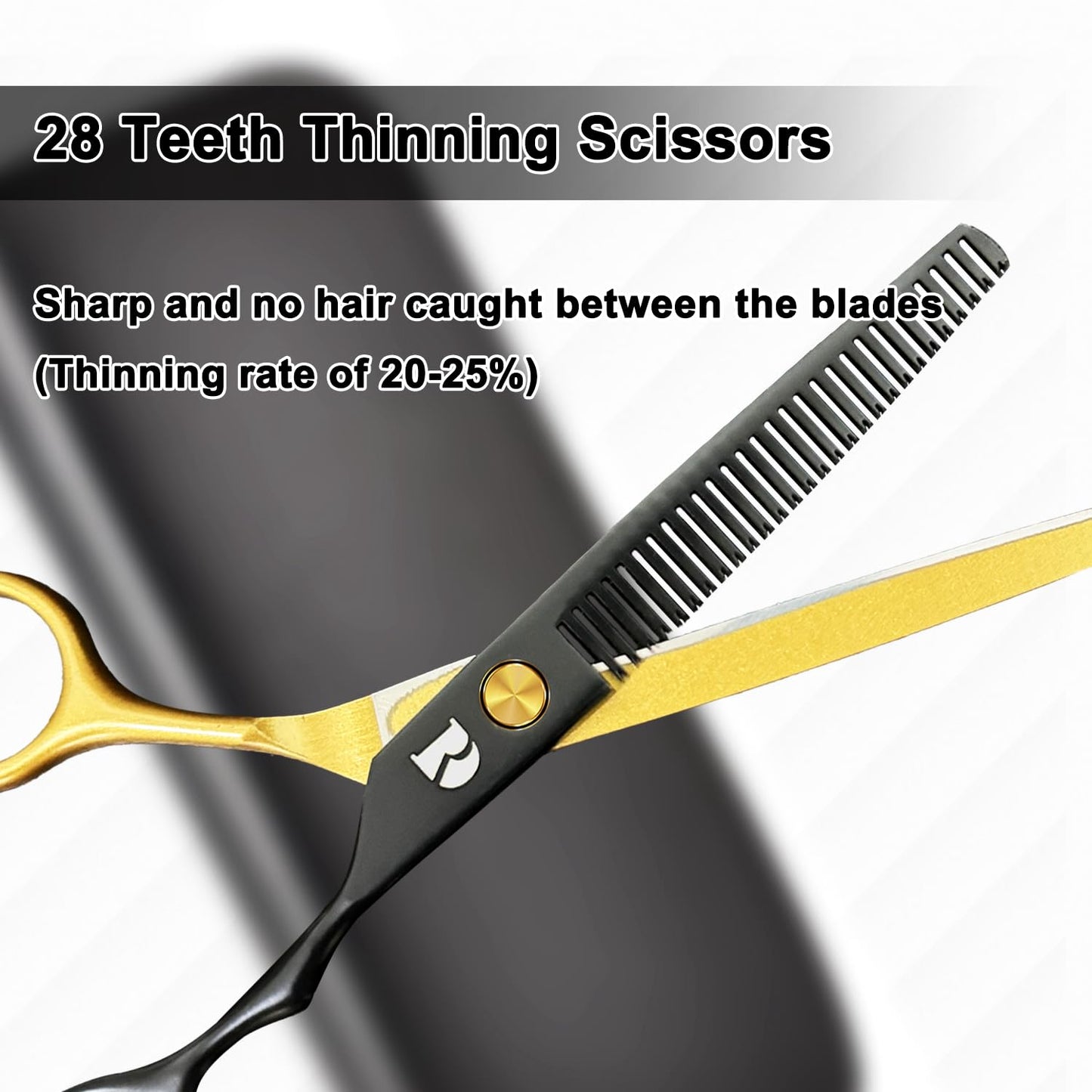 Professional Hair Cutting Shears Set,6 Inch Barber hair Cutting Scissors Thinning Shears Sharp Blades Hairdresser Haircut For Women/Men/kids 440c Stainless Steel (gold)