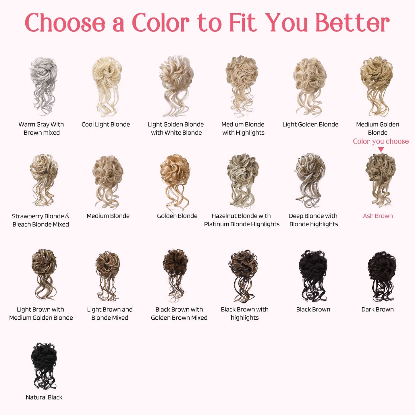 HOOJIH 2PCS Messy Bun Hair Piece, Tousled Updo with Tendrils Hair Bun Extensions Wavy Curly Hair Wrap Ponytail Hairpieces Hair Scrunchies for Women HB010 Dasiy - Ash Brown