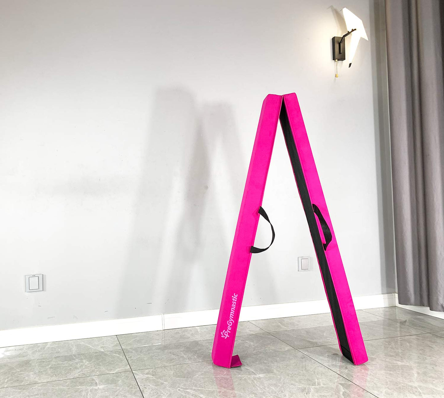 PreGymnastic 6FT/8FT/9.5FT Folding Balance Beam for Kids 3-12,Foldable Gymnastics Floor Beam-Extra Firm Suede Cover with Carry Bag for Home-Gym Equipment for Toddler Teenage (Pink, 8ft)
