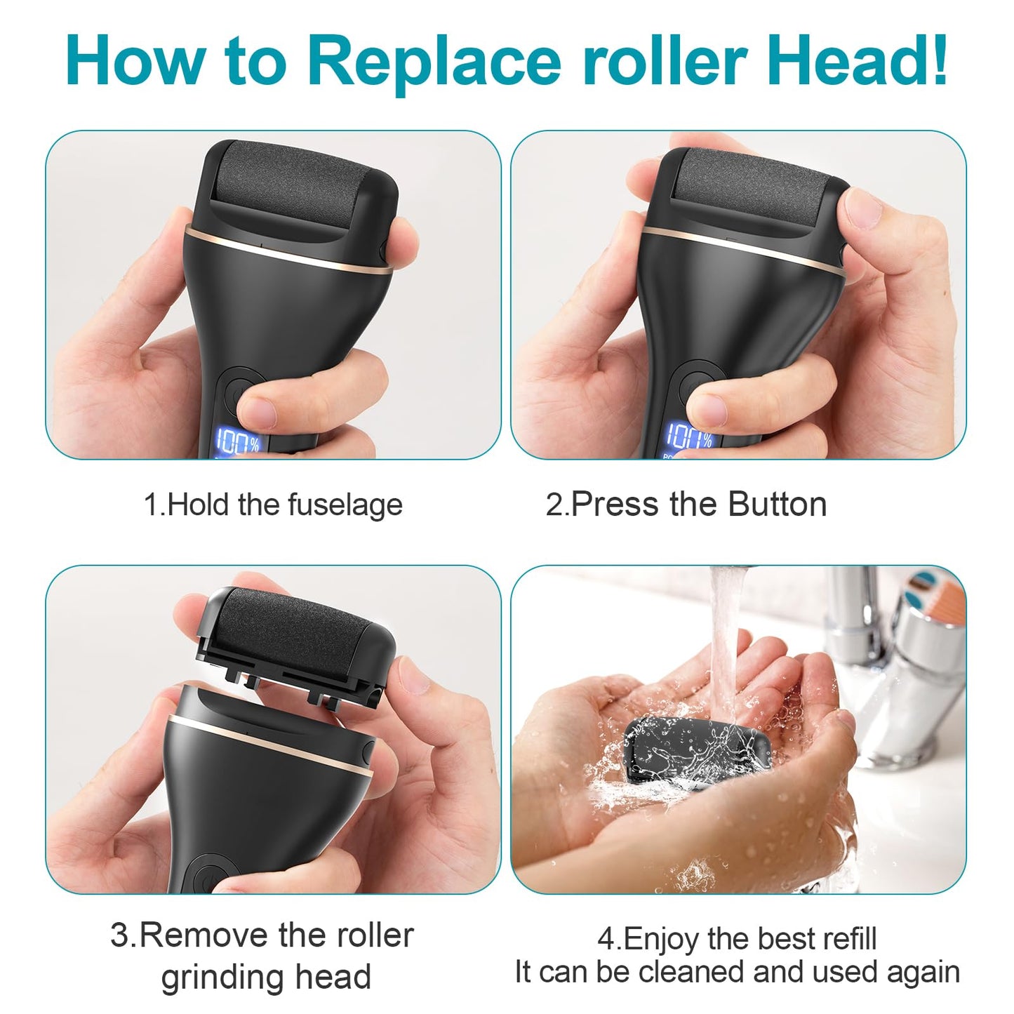 8 Pack Refill Rollers for Electric Foot Callus Remover, Replacement Rollers Heads Foot Care Pedicure Tools, 3 Pack Extra Coarse, 3 Regular Coarse, 2 Gentle Coarse Refill Rollers for Electric Foot File