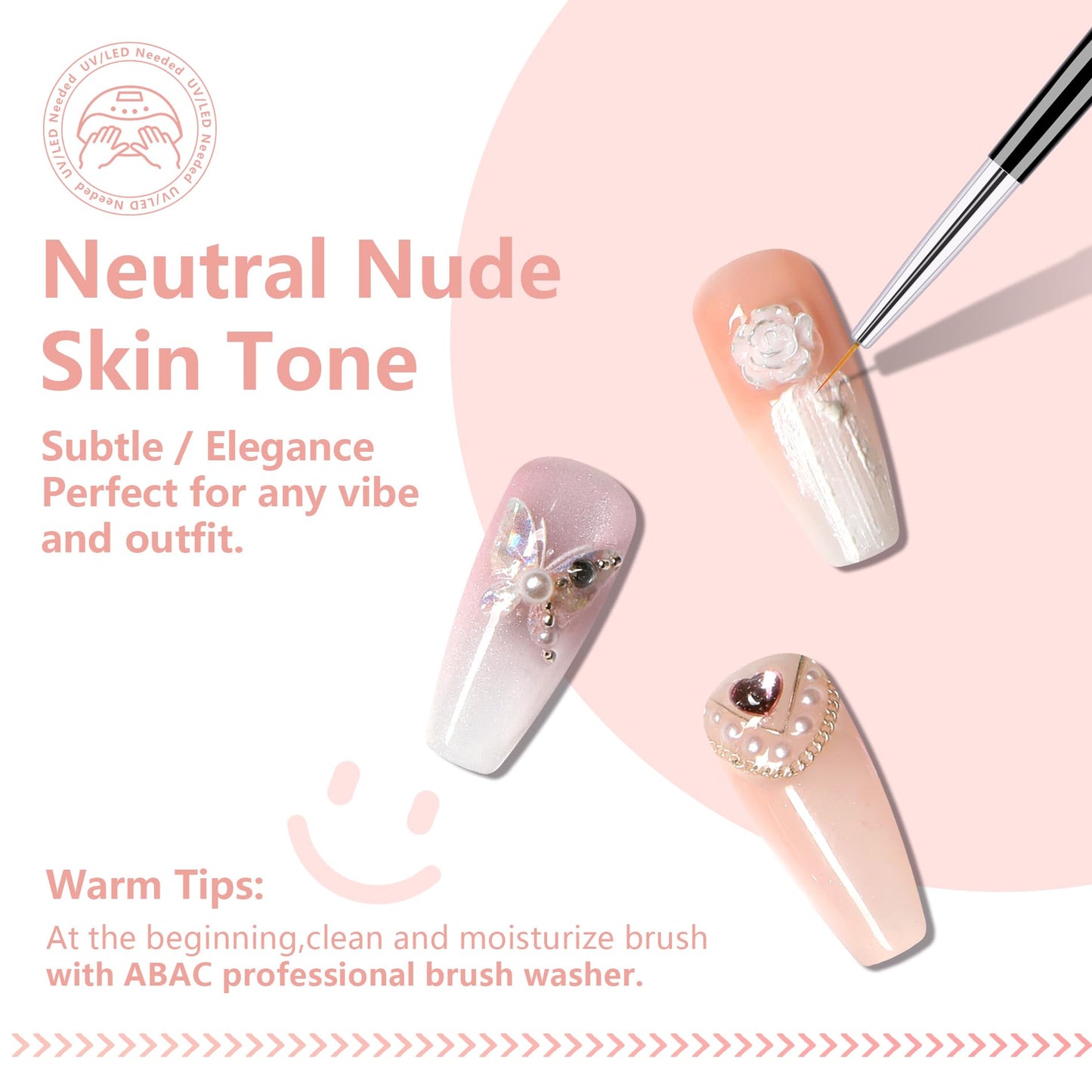 ABAC Nude Color Solid Gel Polish Set,Spring&Summer Hema-free 24 Colors Soak Off Gel Polish Kit with Double-Ended Nail Art Brush for Salon and Nail Art DIY at Home