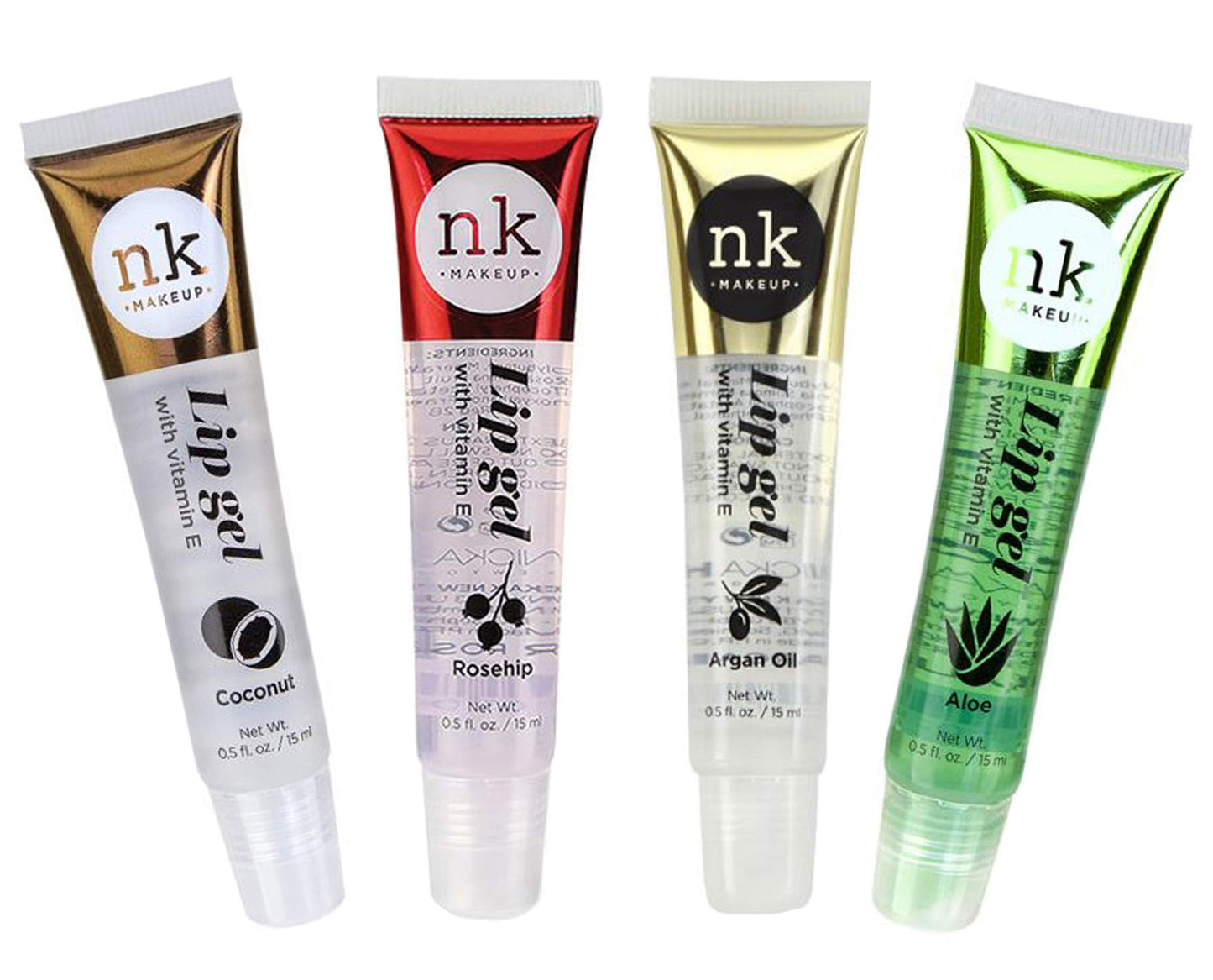 4 Pack Nicka K Lip Gel (COCONUT, ROSEHIP, ARGAN OIL, ALOE)