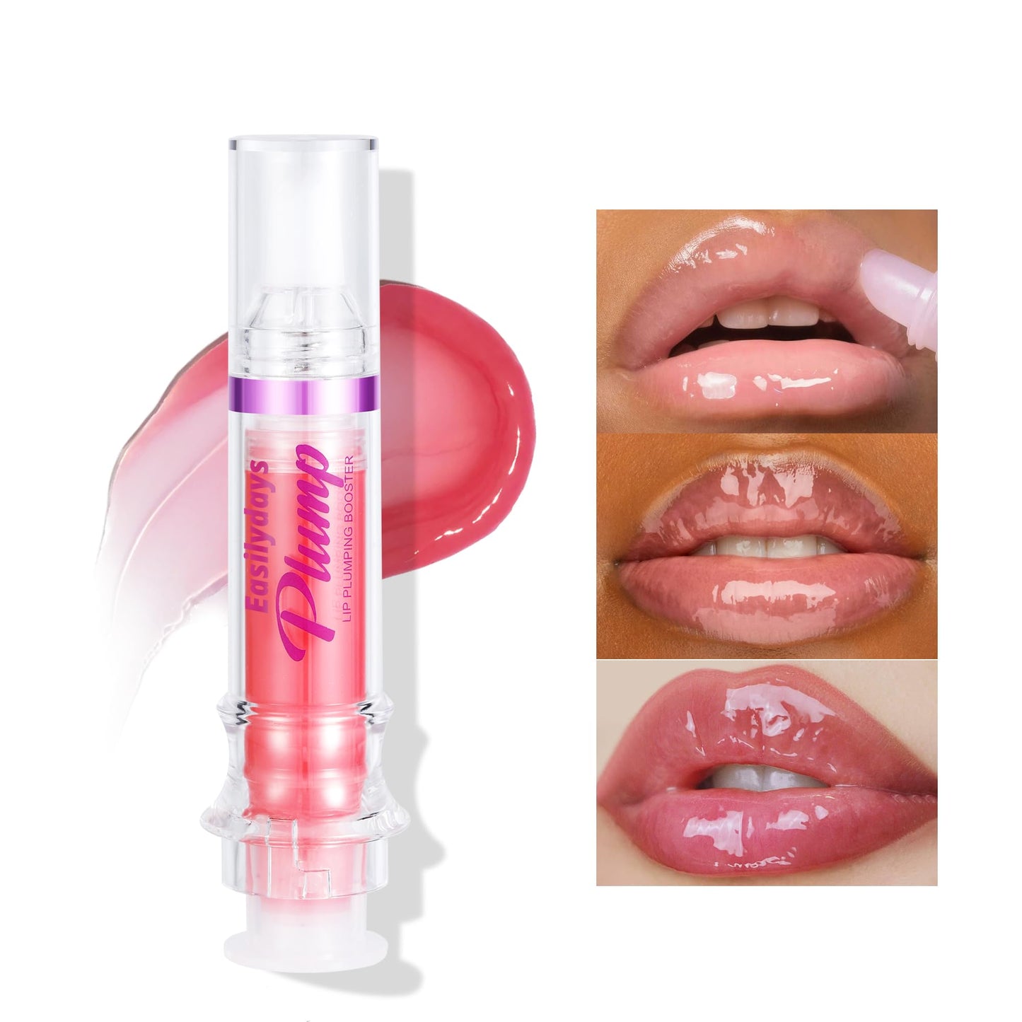 Easilydays Lip Gloss Plumper Glossy Lip Lipstick, Lifter Gloss, Hydrating, Volumizes, High-Shine, Lip Plumping Lip Glass Mirror Lip Glaze Lip Makeup, Plump And Pout Lip Plumper for Women Girls