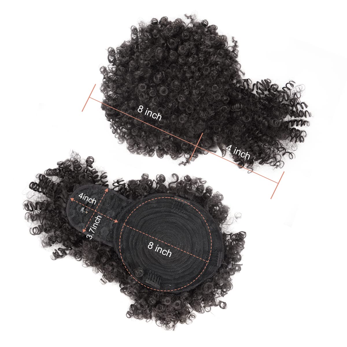 Cetiq Afro Puff Drawstring Ponytail with Bangs Drawstring Ponytail for Women Kinky Curly Hair Clip in Bangs Short Ponytail Hair Extensions Updo Hairpieces (2#)