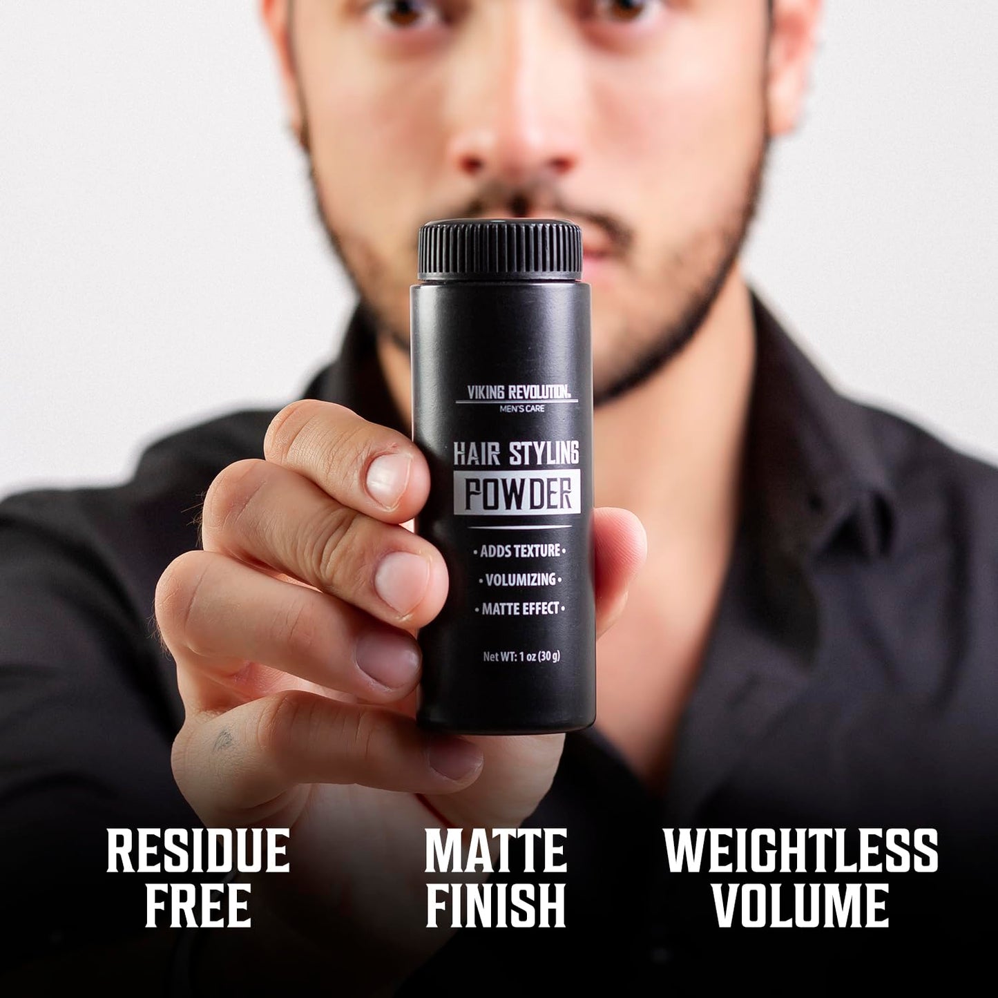 Viking Revolution Sea Salt Spray for Hair Men (8fl oz), Hydrating Hair Oil for Men with Vitamin E (3.38fl oz) and Hair Styling Powder for Men (1oz) - Men Hair Styling Texturizing Kit