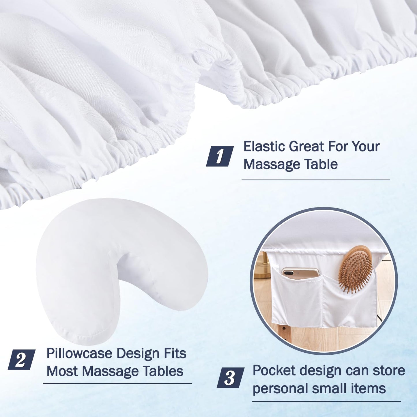 6 Sets Microfiber Massage Table Sheets Set, Massage Sheet Set with Storage Pocket Include Massage Table Cover, Massage Fitted Sheet, Massage Face Rest Cover for Beauty Salon Spa Hair Salon (White)
