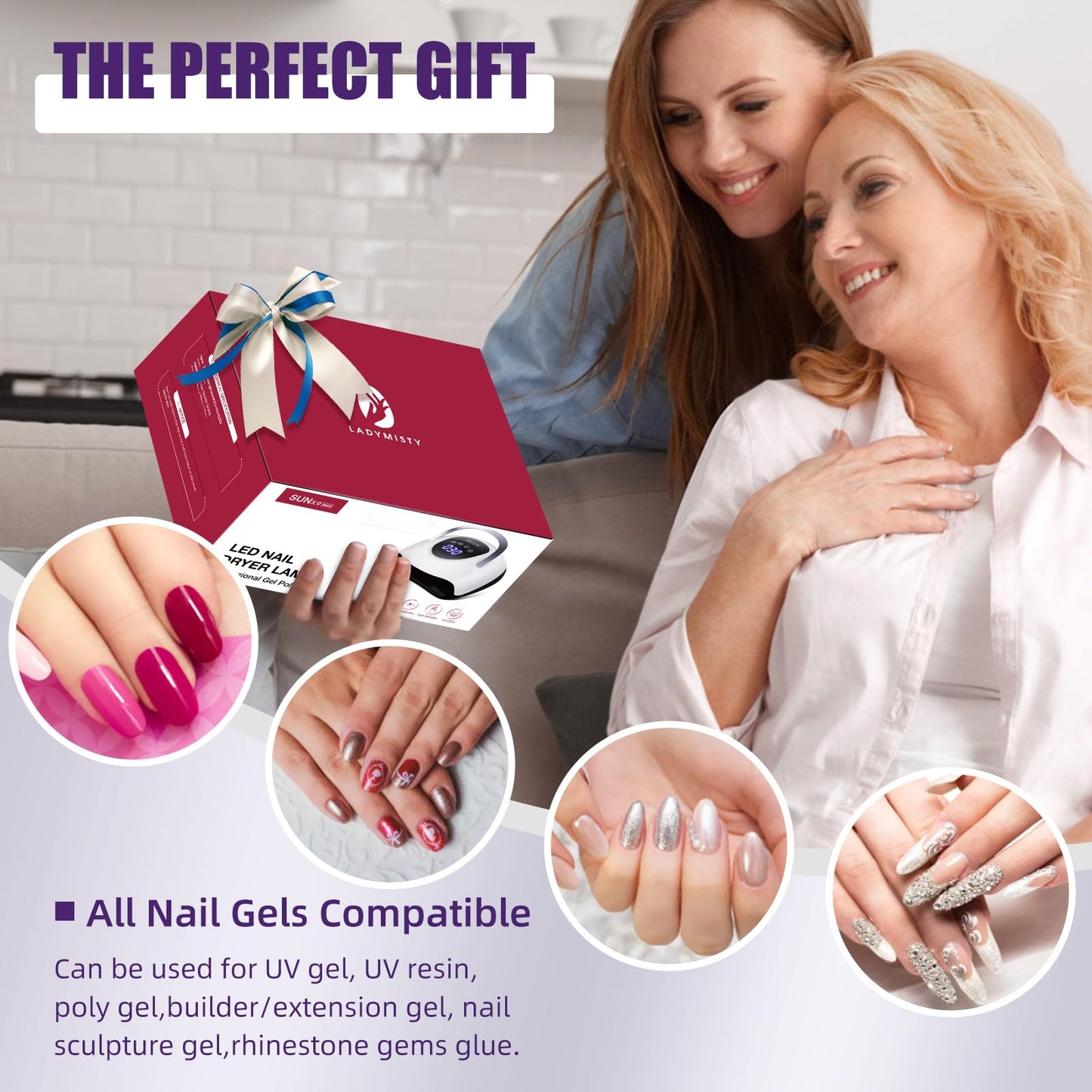 220W UV LED Nail Lamp, UV Light for Nails Gel Polish with 57 Lamp Beads 4 Timer Setting & LCD Touch Display Screen, Auto Sensor, Professional Nail Light UV Nail Lamp for Gel Nails