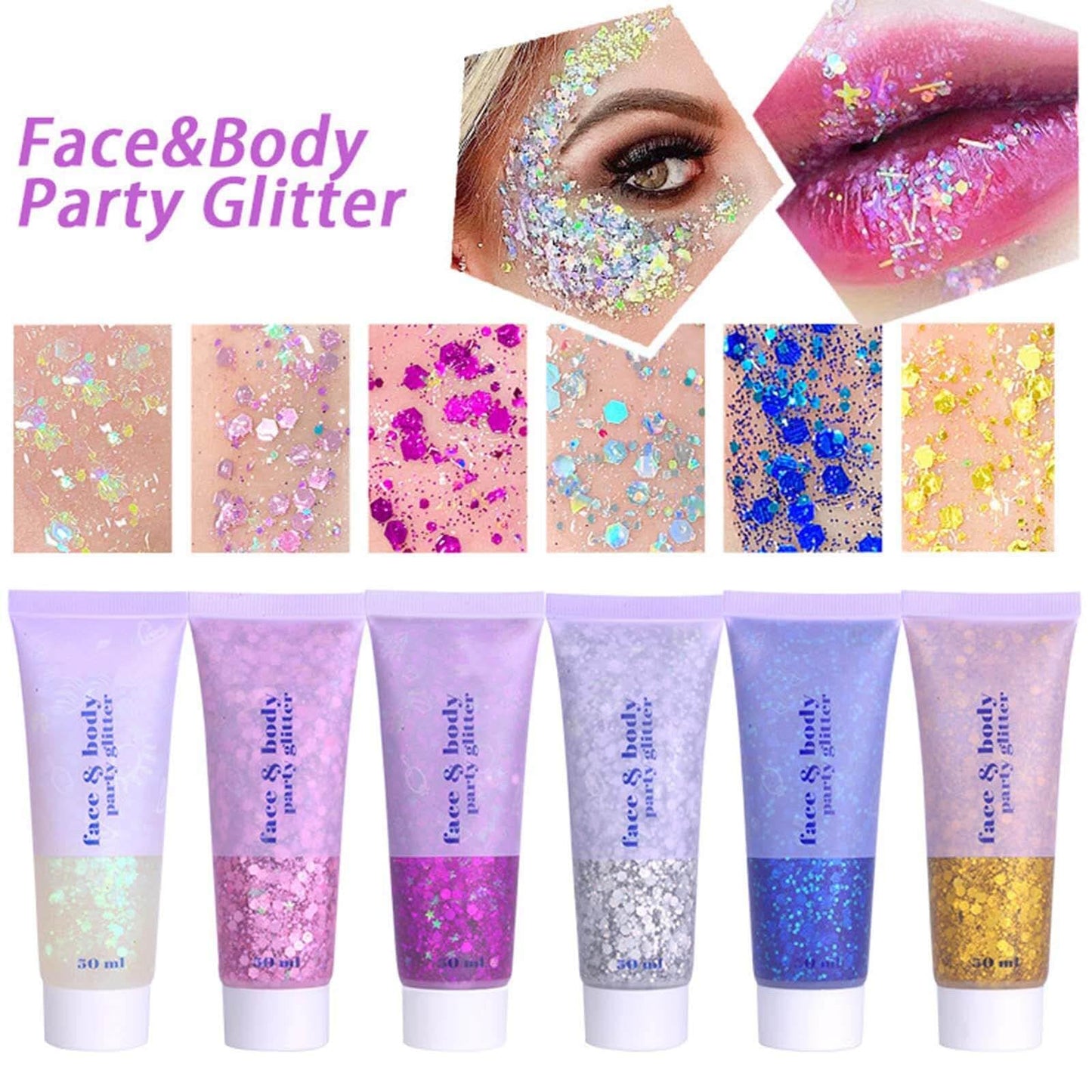 MEICOLY Silver Body Glitter,Chunky Silver Face Hair Glitter,Silver Glitter Makeup for Eyes,Sparkle Face Paint for Women and Kids,Music Festival Party Accessories