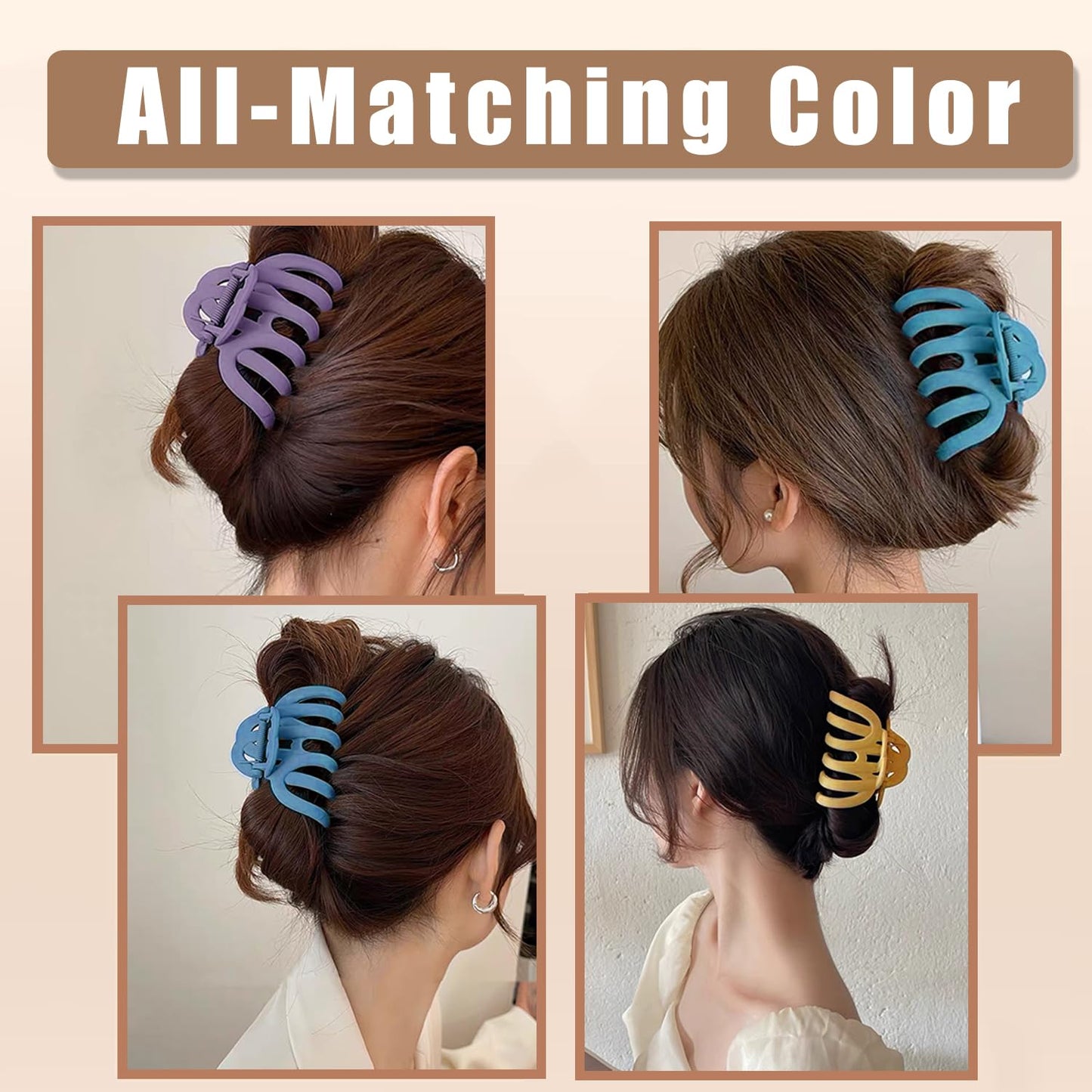 4 Pcs Octopus Claw Clips Matte Hair Clips Octopus Hair Claw Clips for Women 3.8" Large Hair Claw Clip for Women Strong Grip Non-slip Jaw Clip for Thick,Multiple Colors