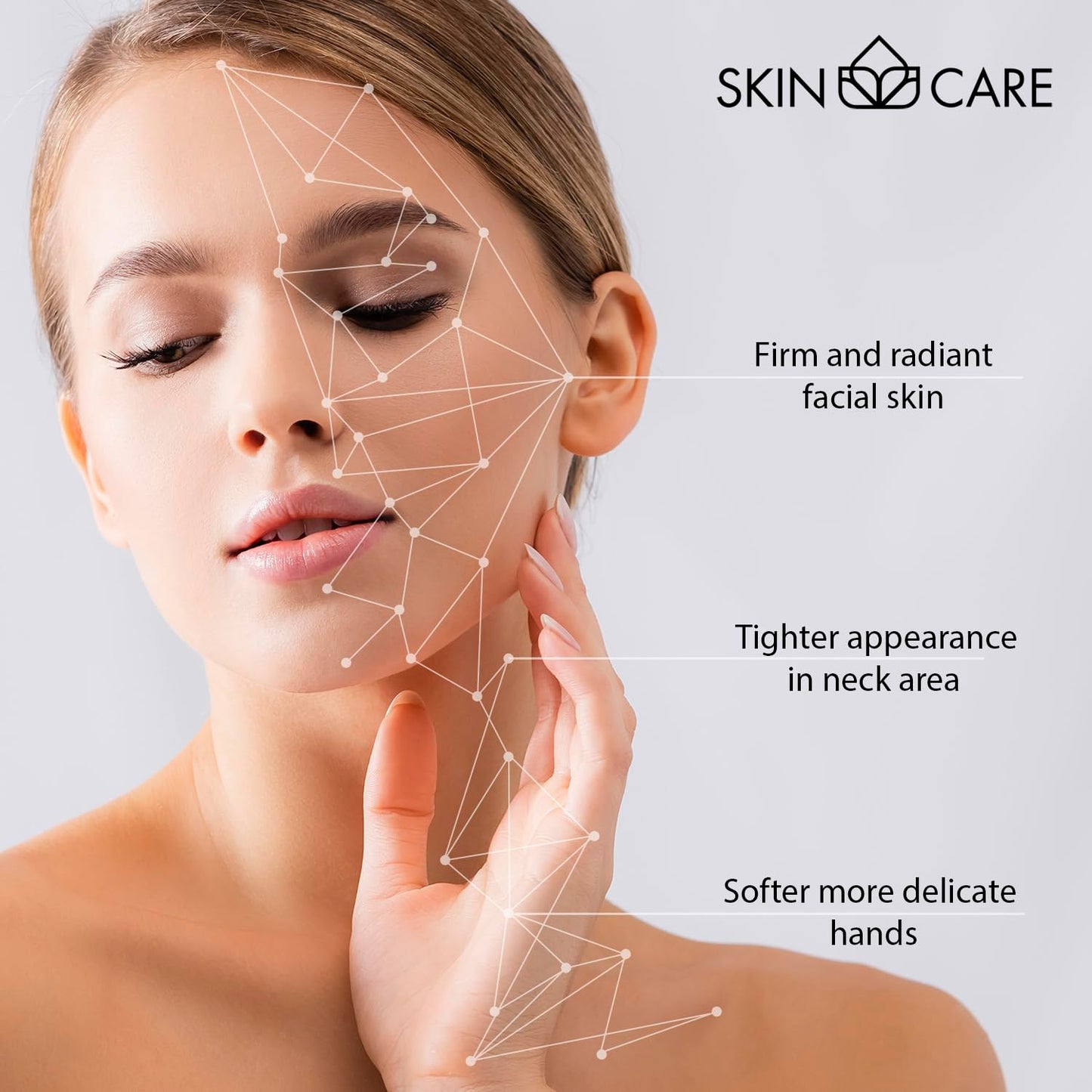 Skin Care Rosehip Oil 3-in-1 Moisturizer Face Cream, Neck and Hands - Treatment for Crepey Texture, Wrinkles and Sagging - Daily Lotion for All Skin Types - 16.9 fl. oz.