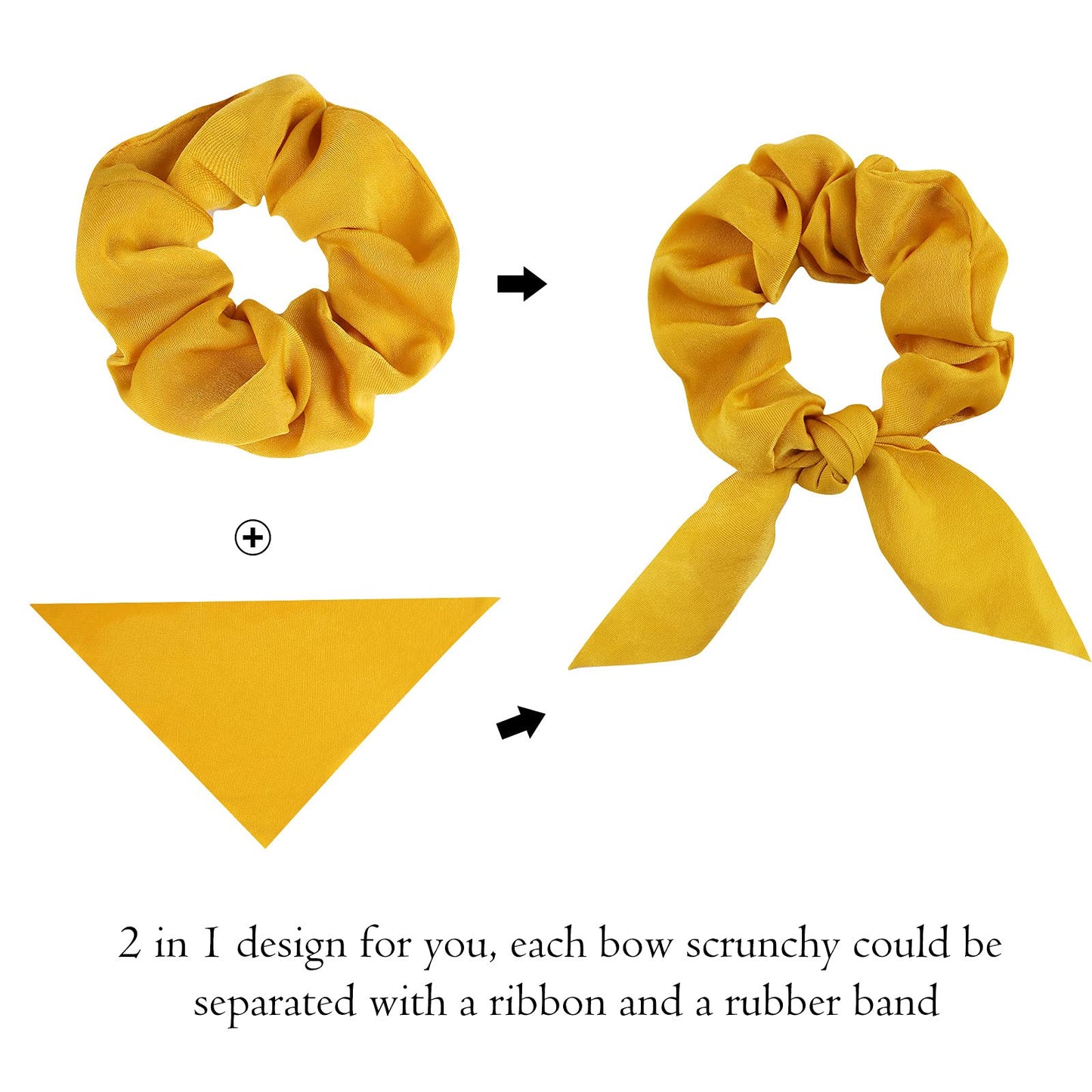 ACO-UINT 20 Pack Satin Scrunchies - Thick Hair Ponytail Holders with Bunny Ear Design, Women's Hair Accessories