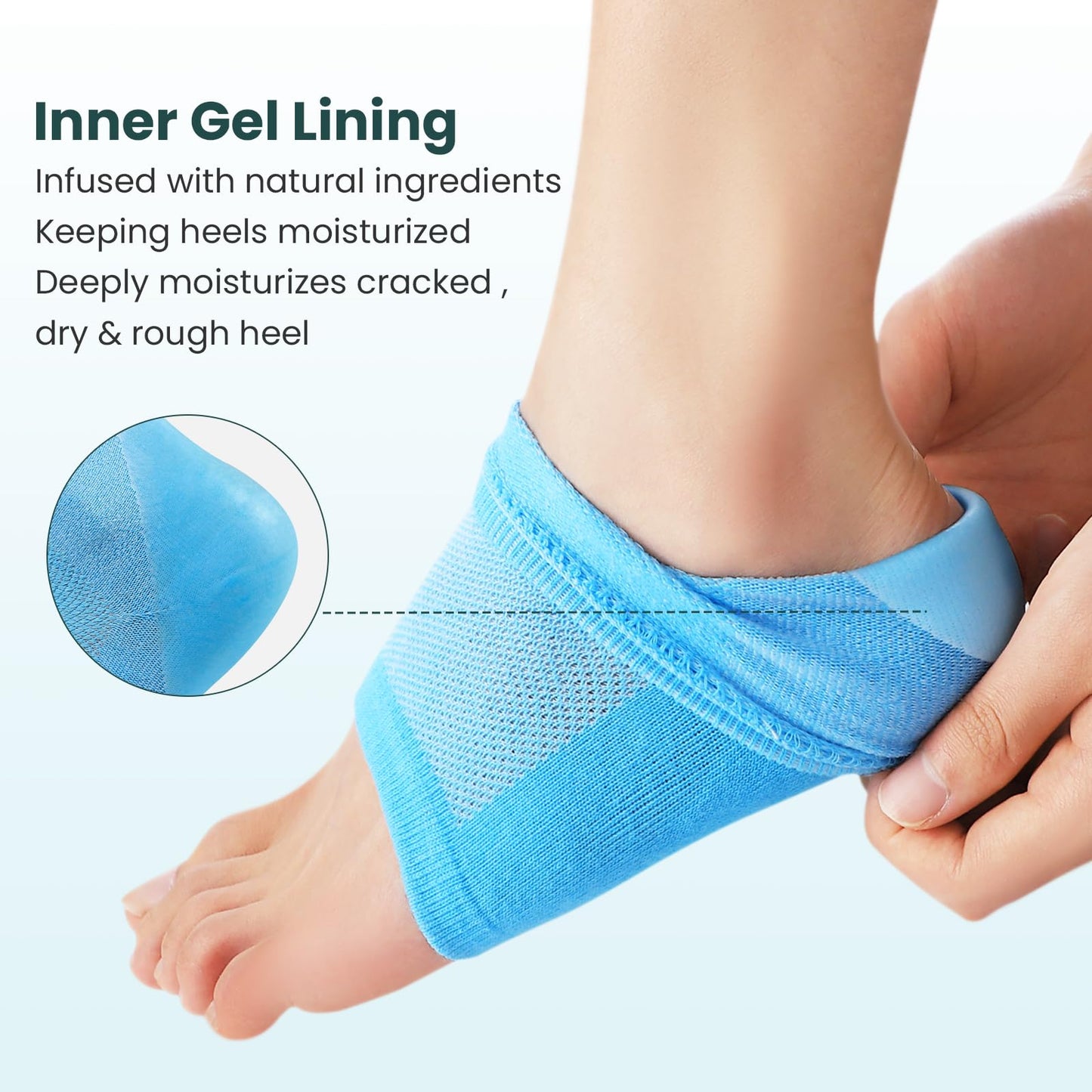 Moisturizing Heel Socks for Cracked Heel Treatment - Promifun 2 Pairs Moisturizer Socks for Dry Cracked Feet - Cracked Heel Repair - Heel Socks for Women & Men (Blue & Pink)