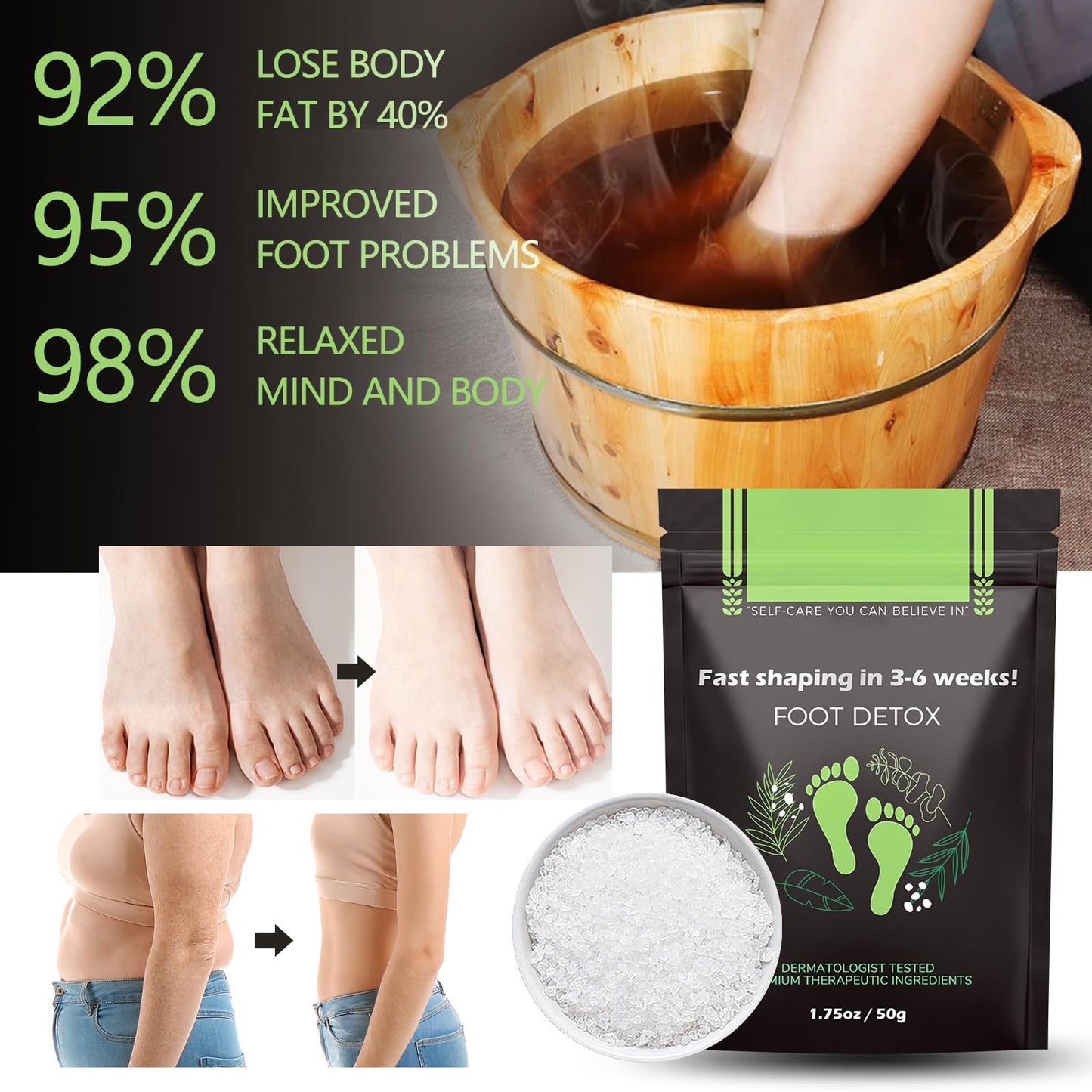 2Pack Herbal Body Detox Foot Soak Salt, Detox & Shaping Cleansing Foot Soak for Men and Women, Daily Rebody Body Detoxingherbs Foot Soak Salt for a Relaxing and Soothing Experience