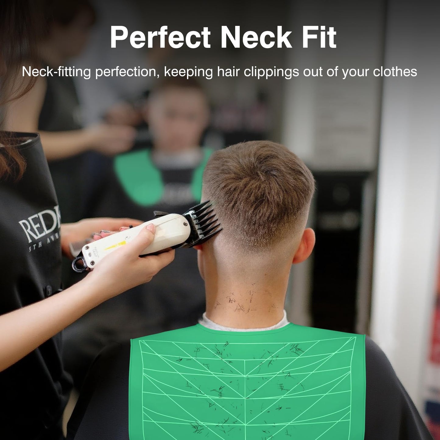 Hair Cutting Cape Collar for Salon, Large Waterproof Silicone Dye Collar, Barber Hair Cutting Mat with Weighted Rubber Neck Wrap, Green